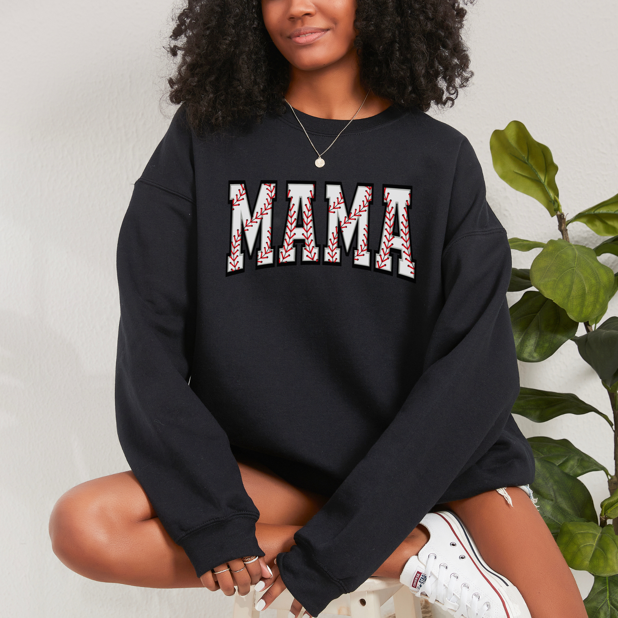 Mama baseball print-- adult sweatshirt
