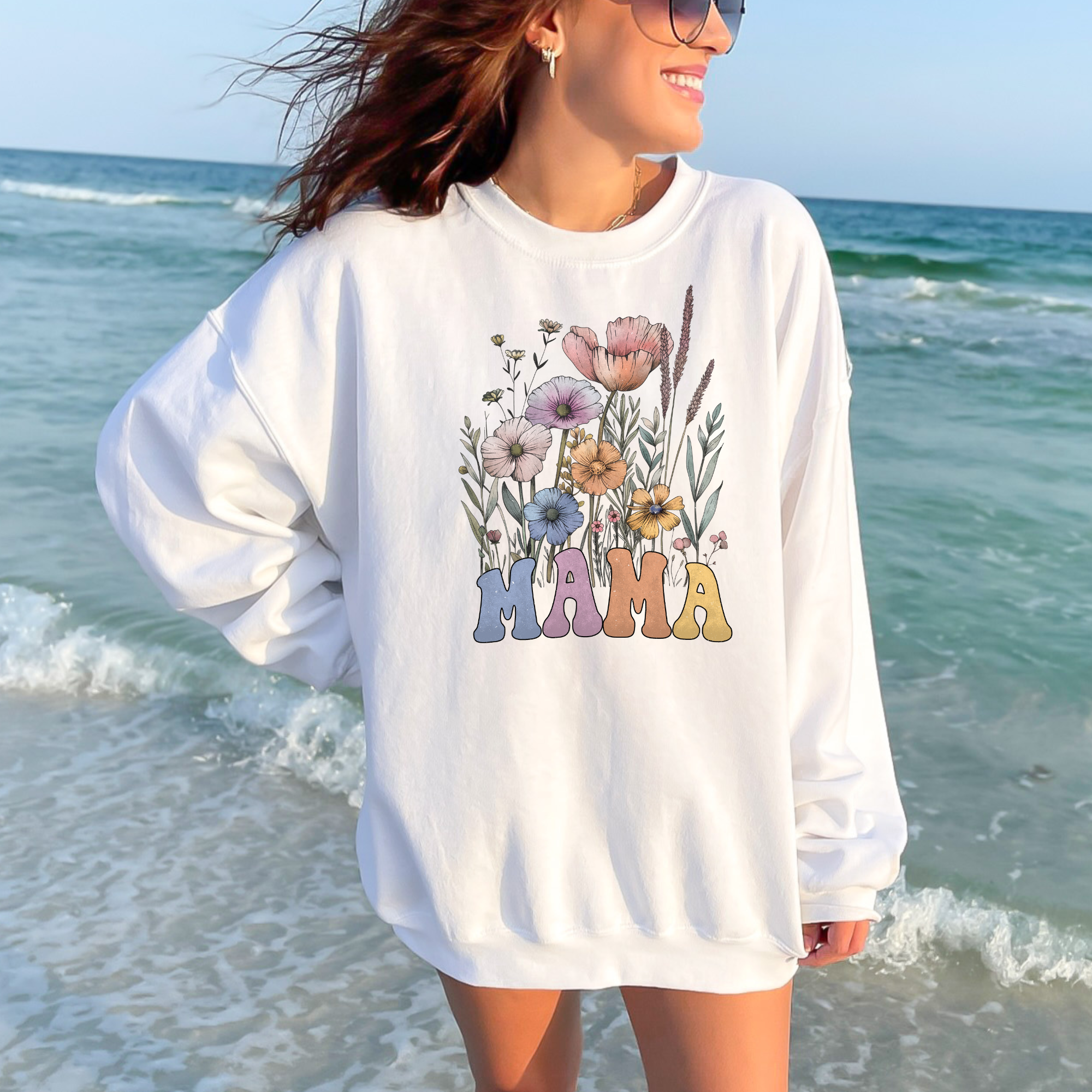 mama sweatshirt with wildflowers for spring or summer