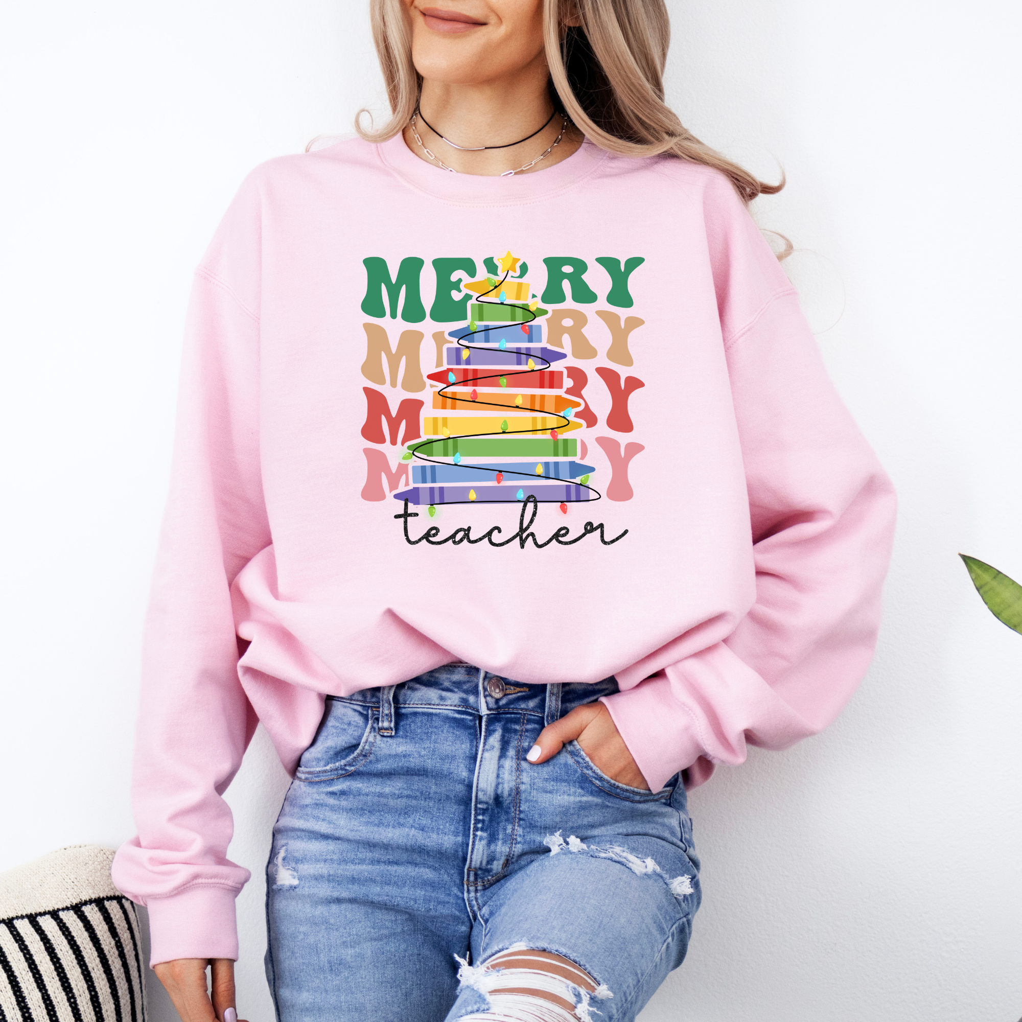 Merry Teacher Sweatshirt | Teacher Christmas Sweatshirt