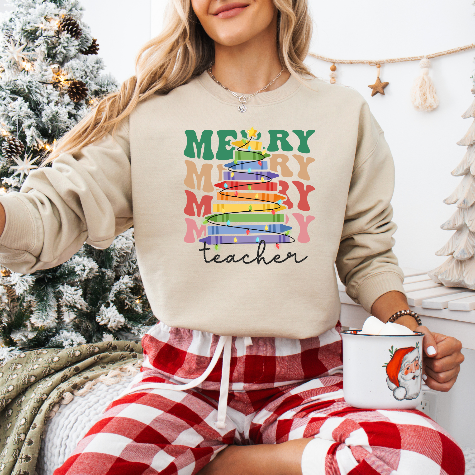 Merry Teacher Sweatshirt | Teacher Christmas Sweatshirt