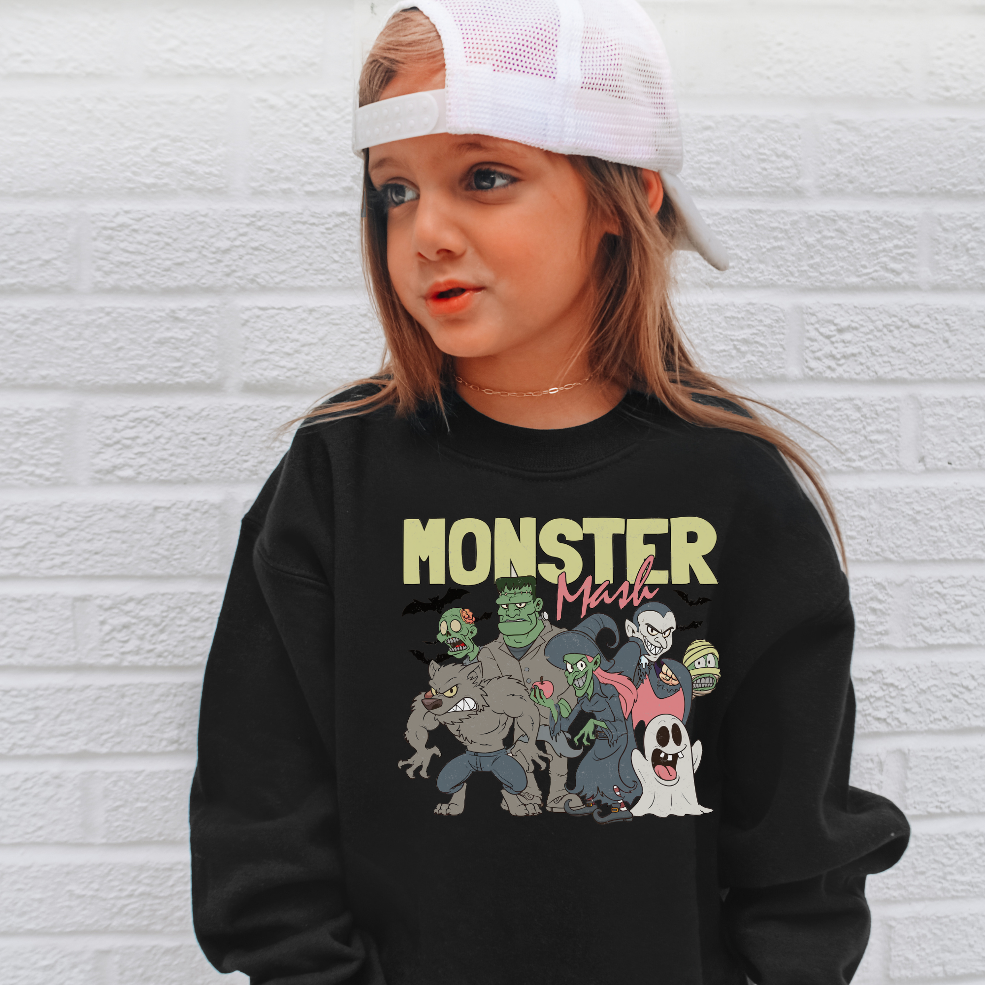 Retro inspired monster mash sweatshirt in black