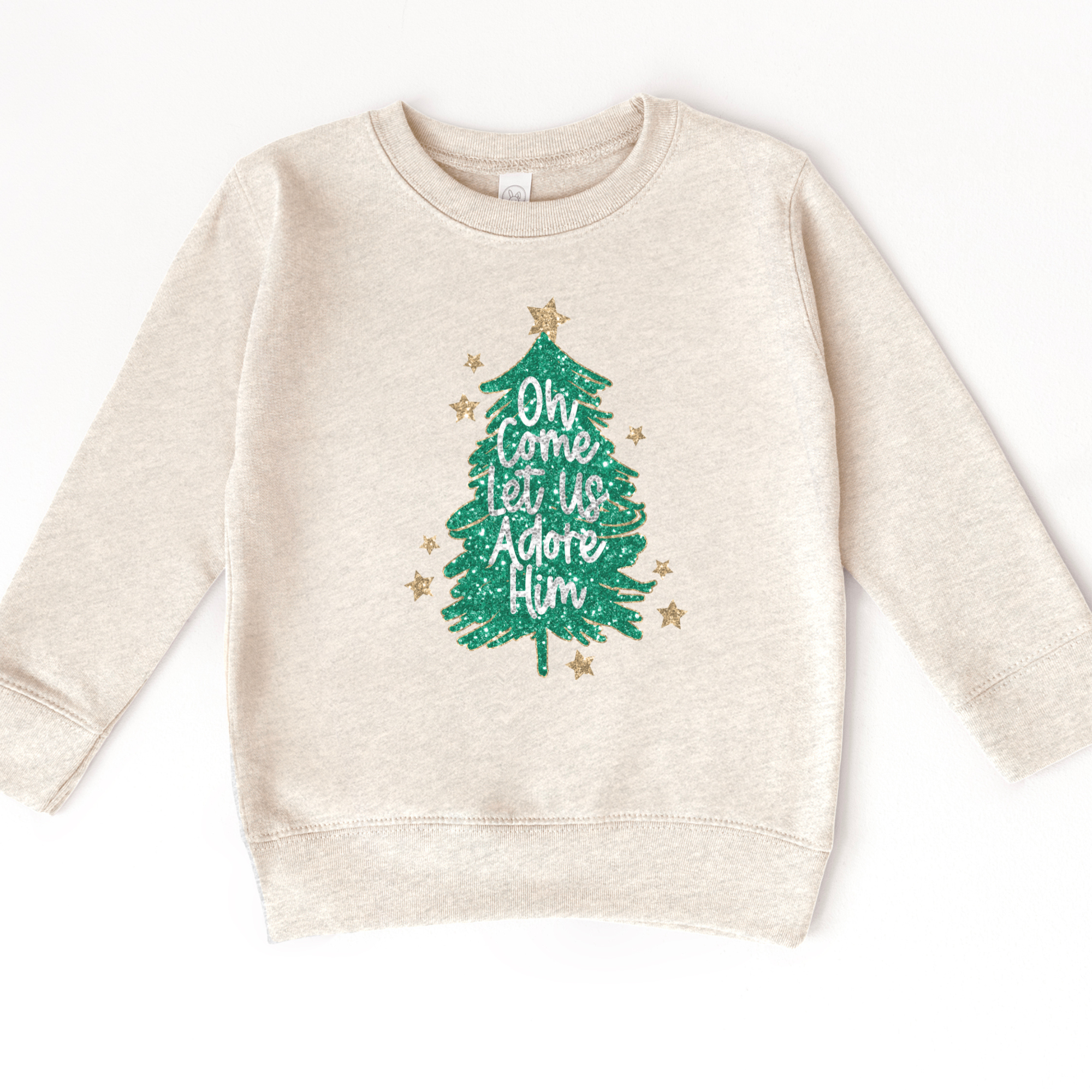 oh let us adore him cute kids christmas sweatshirt for the holidays