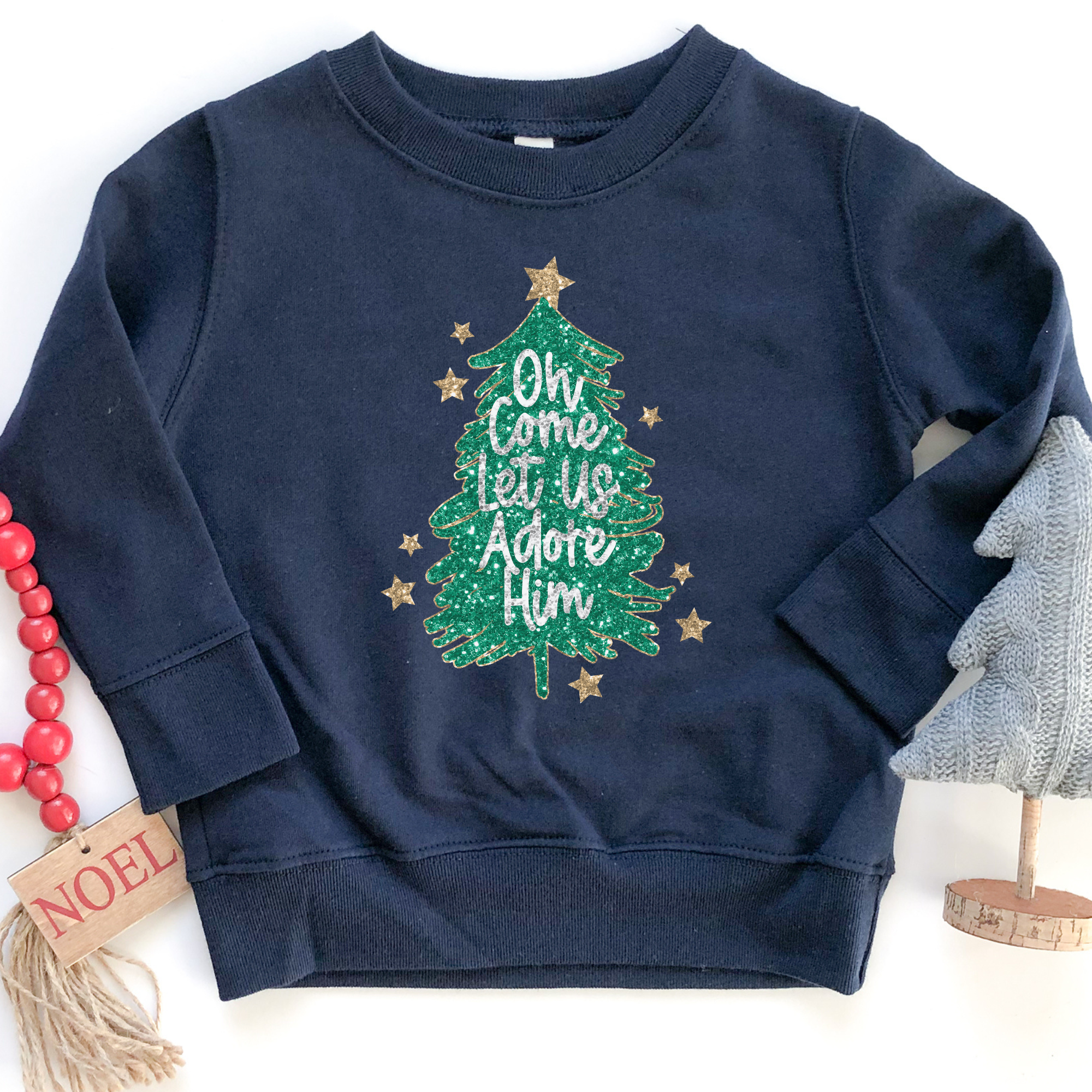 oh let us adore him cute kids christmas sweatshirt for the holidays