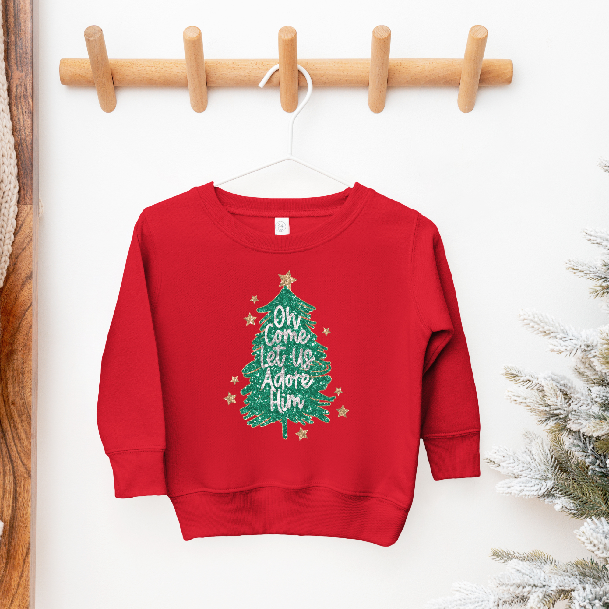 oh let us adore him cute kids christmas sweatshirt for the holidays