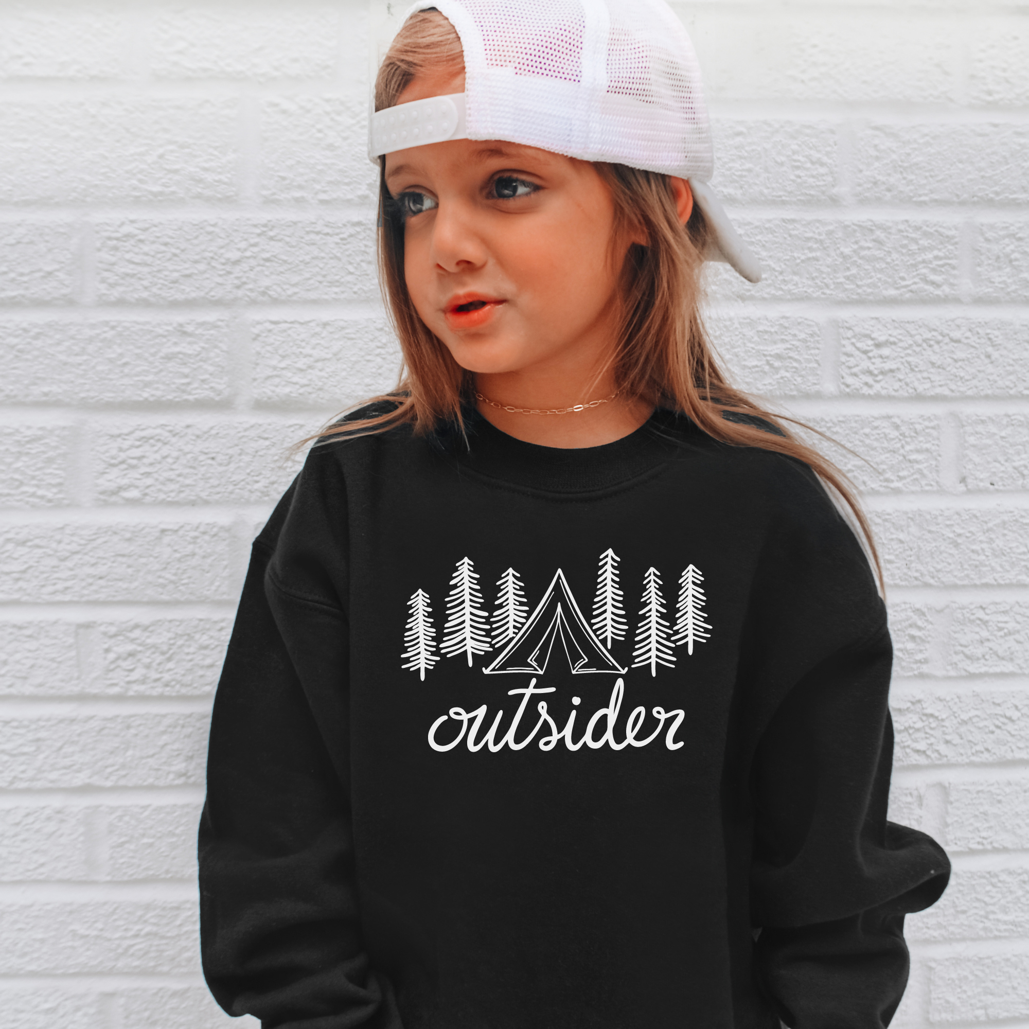 Outsider camping -- kids sweatshirt