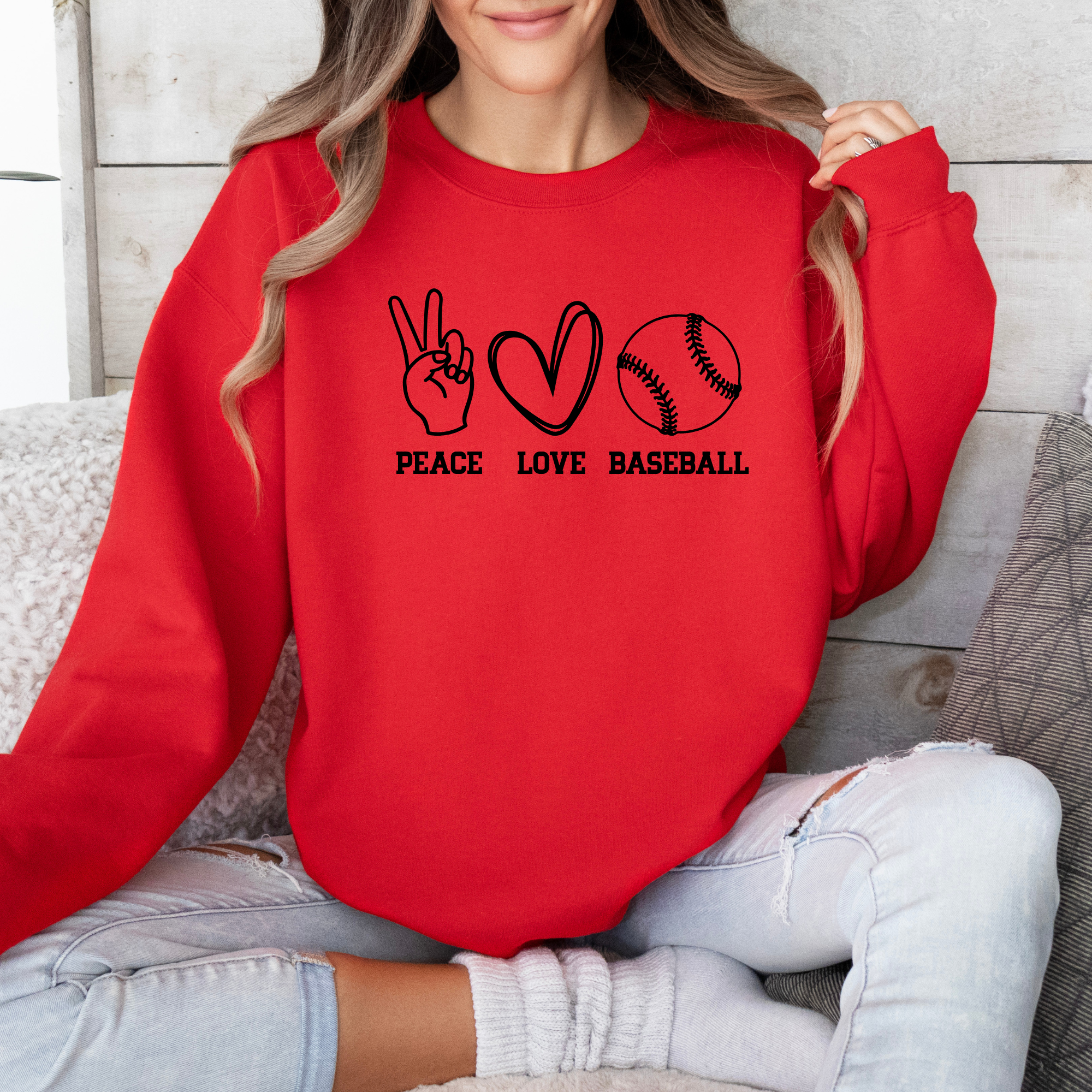 Peace love baseball sweatshirt