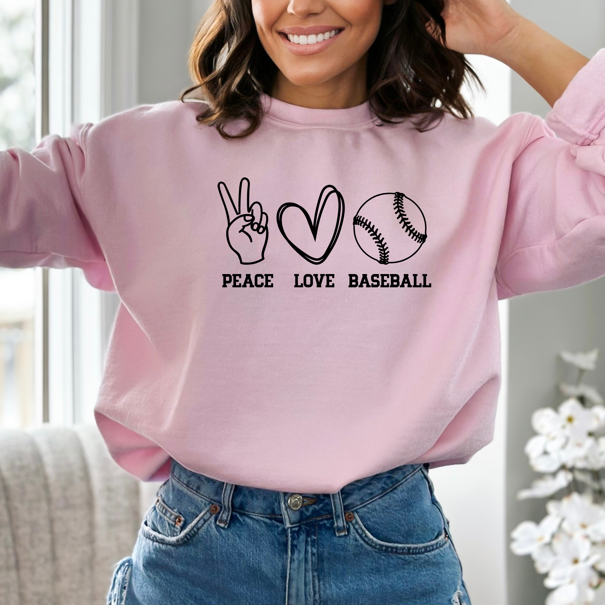 Peace love baseball sweatshirt