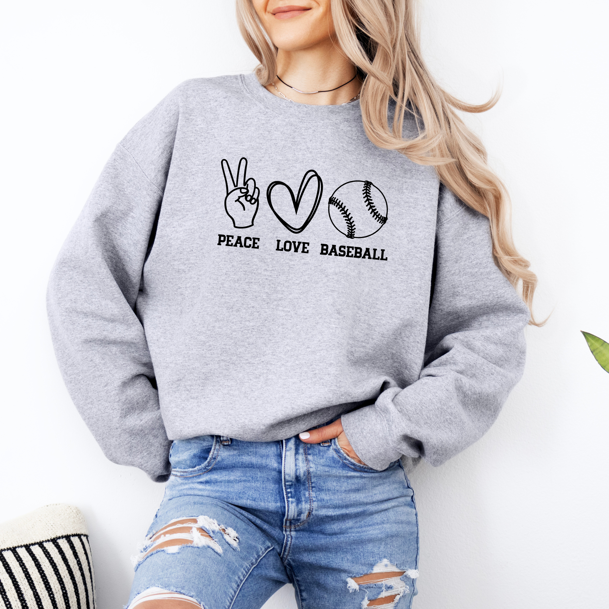 Peace love baseball sweatshirt