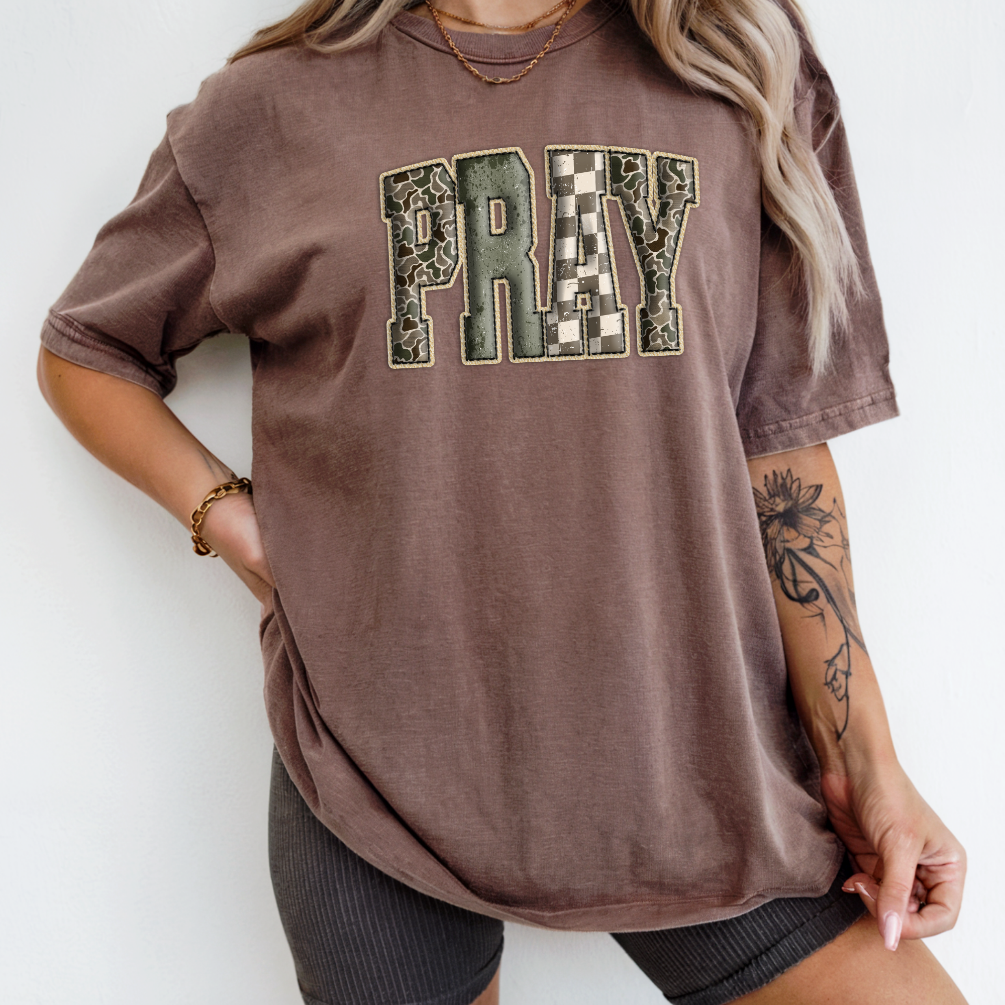 Camo Pray T-Shirt | Christian Shirts for Women