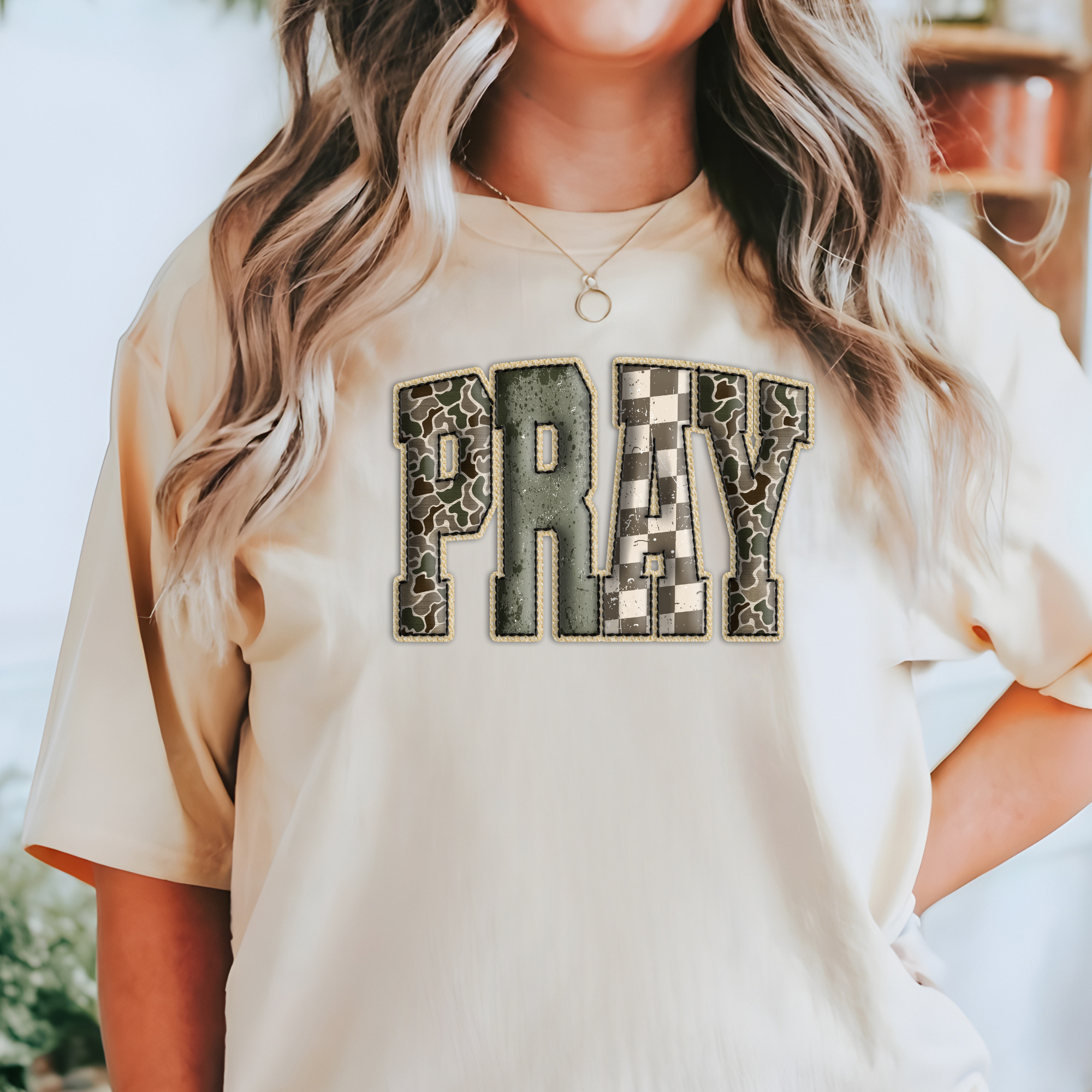 Camo Pray T-Shirt | Christian Shirts for Women