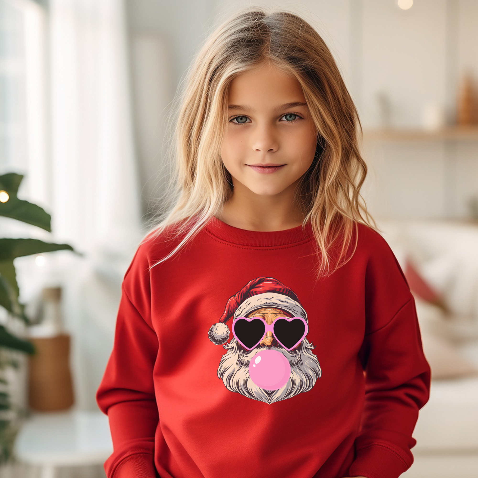 Bubble Gum Santa Sweatshirt|  Girls Christmas Sweatshirt