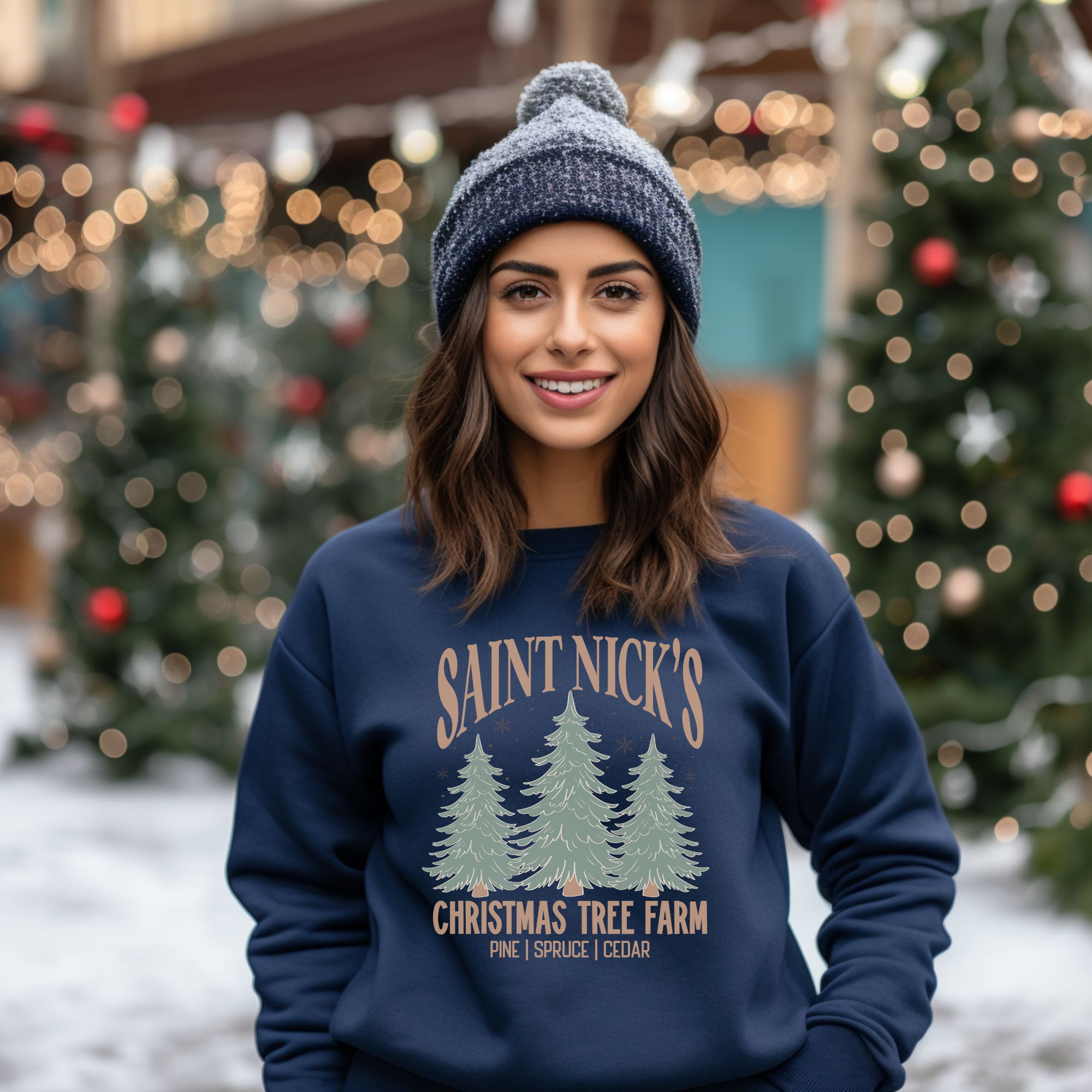 womens christmas tree farm sweatshirt