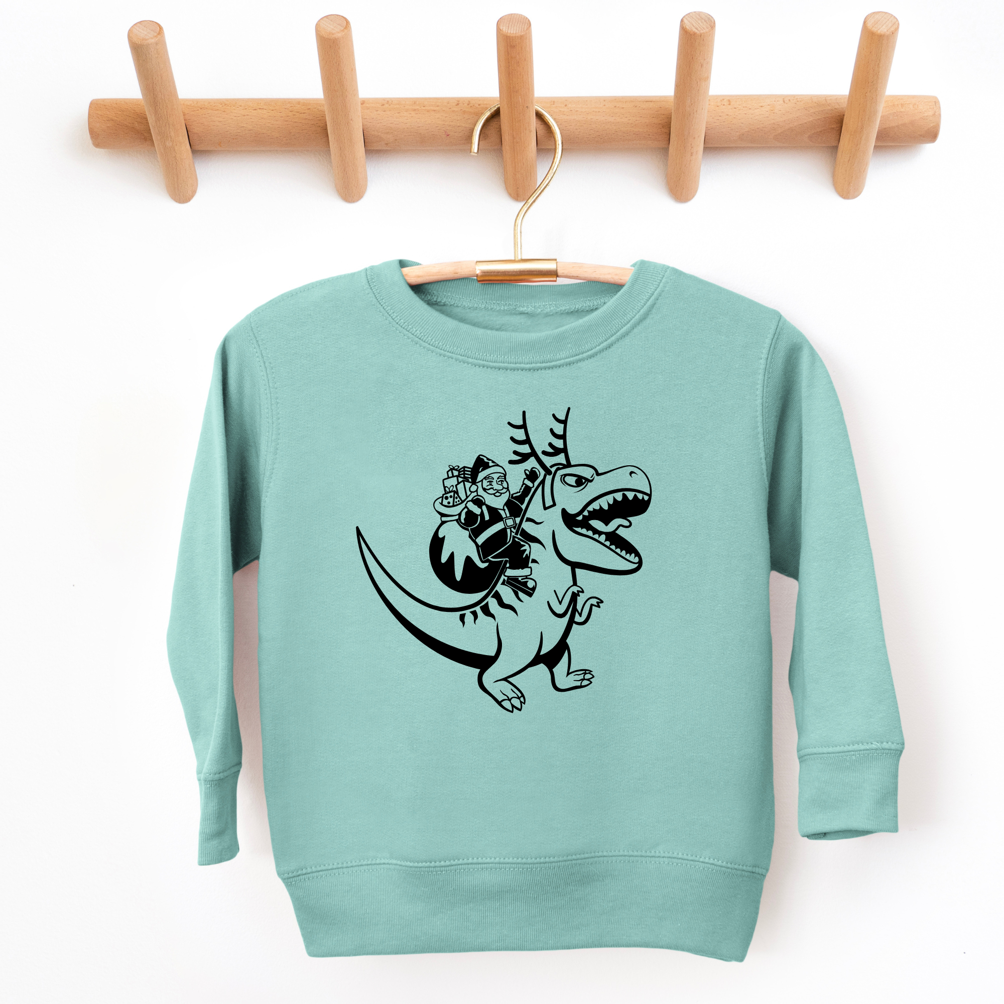 Santa Riding Dinosaur Sweatshirt | Dinosaur Christmas Sweatshirt