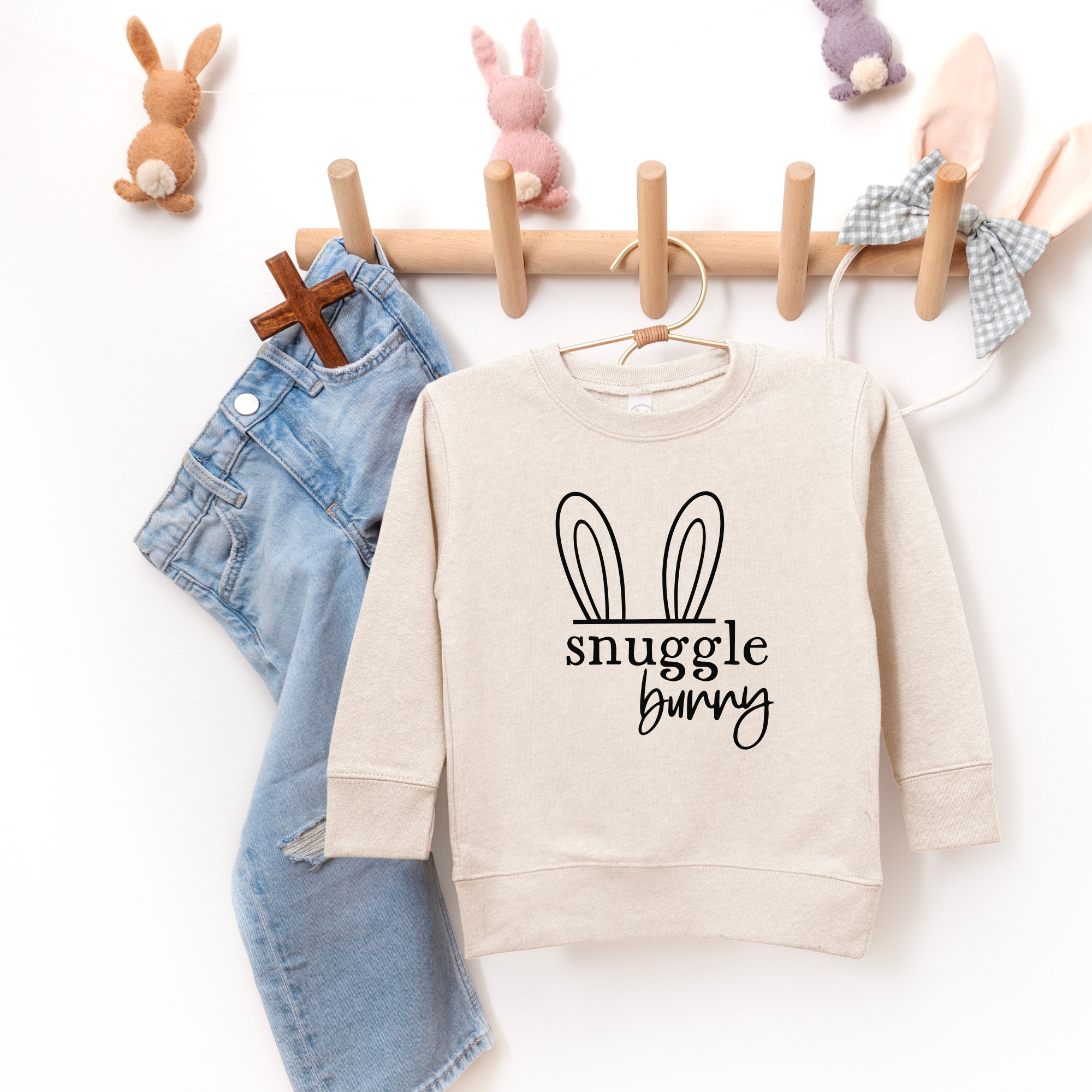 Snuggle bunny kids easter sweatshirt