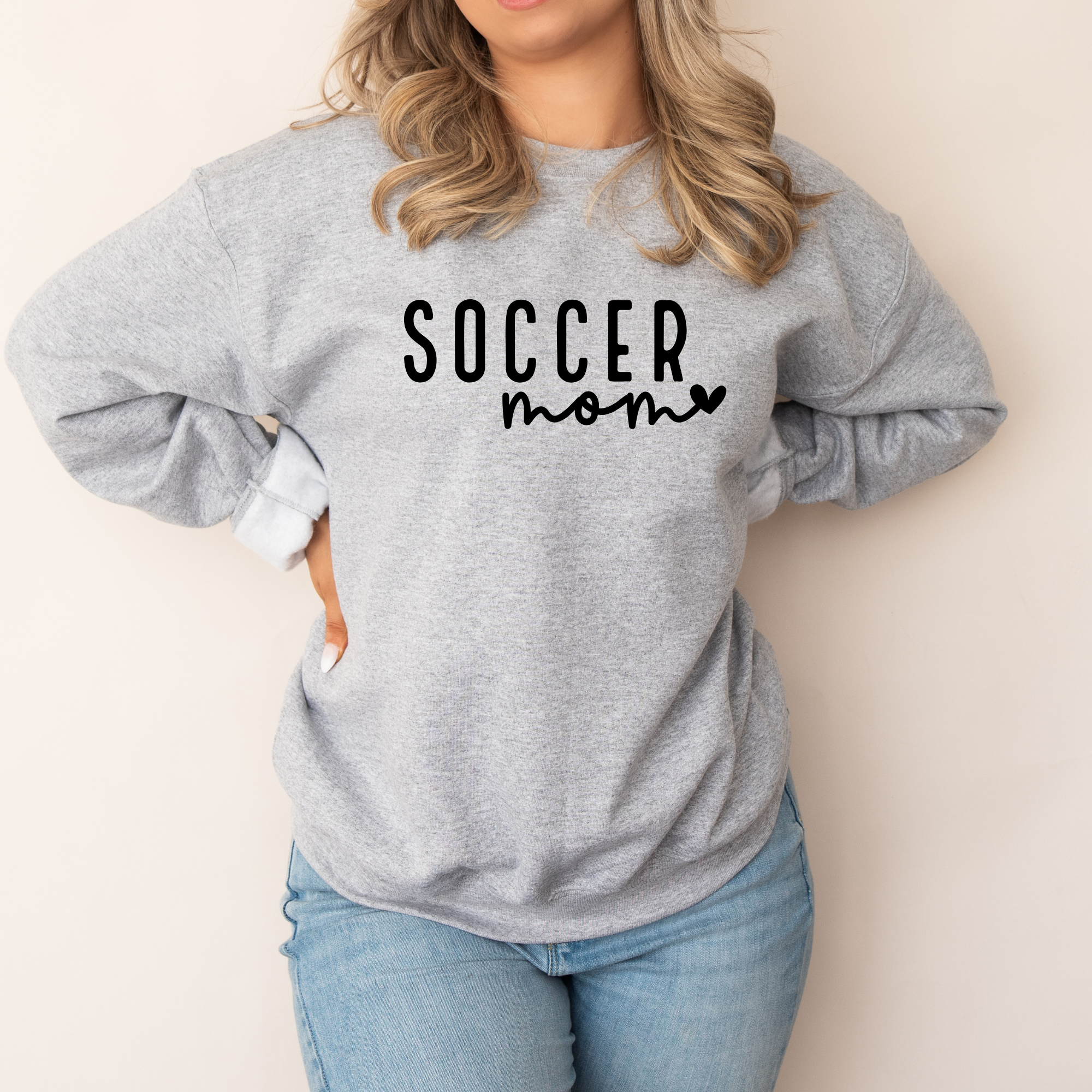 soccer mom sweatshirt in gray