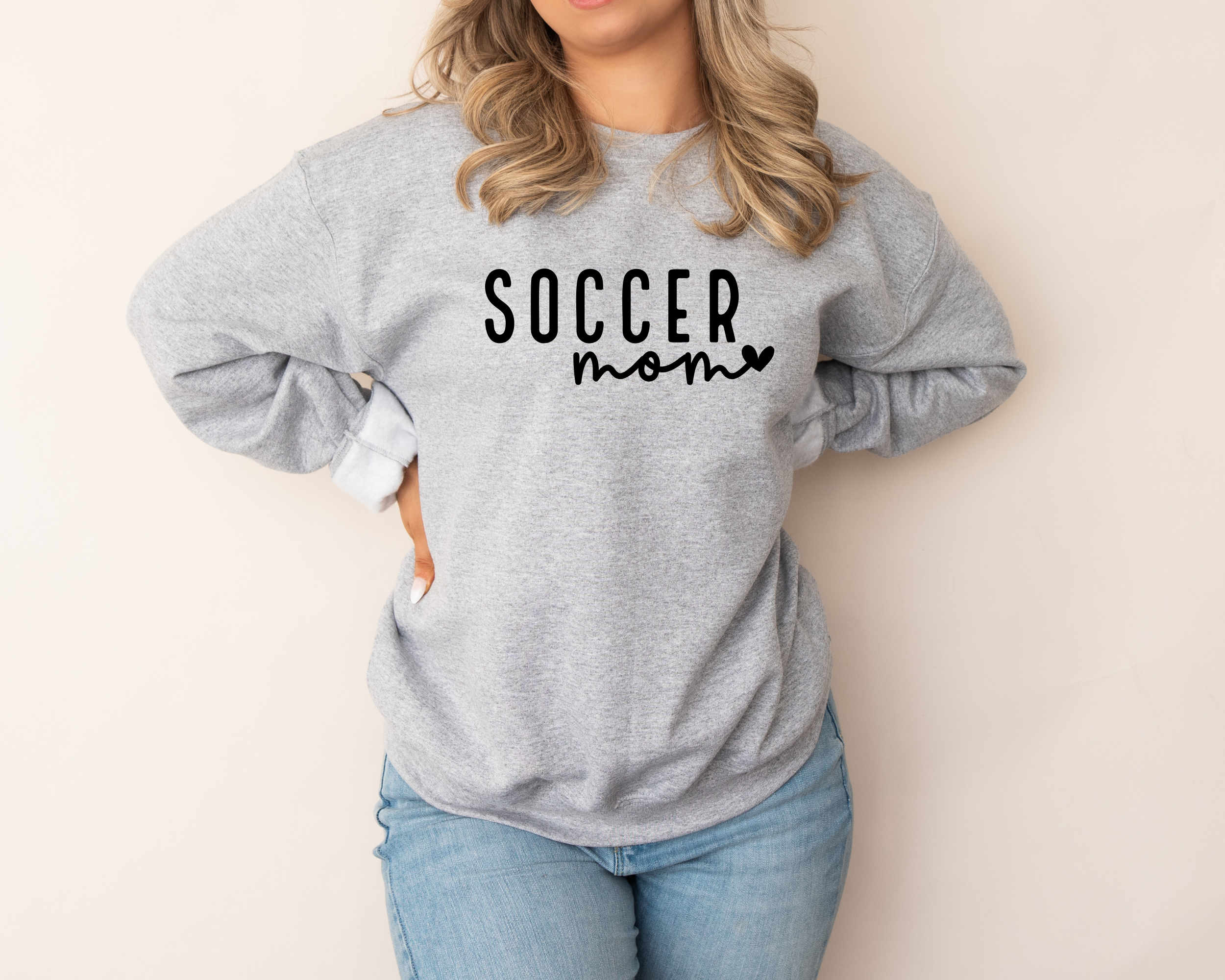 soccer mom sweatshirt in gray