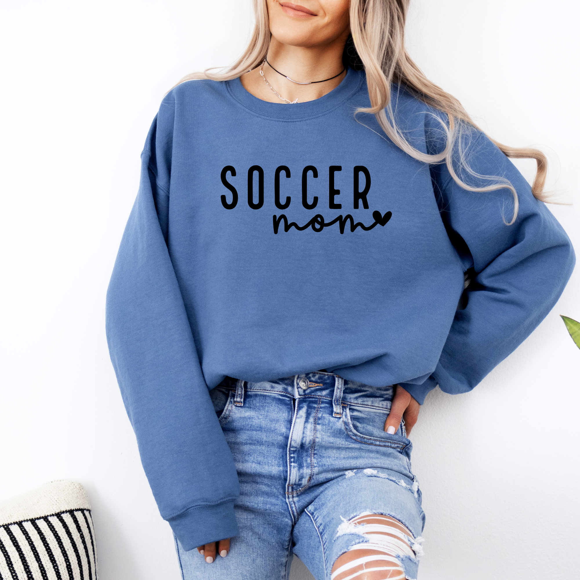 soccer mom sweatshirt in blue