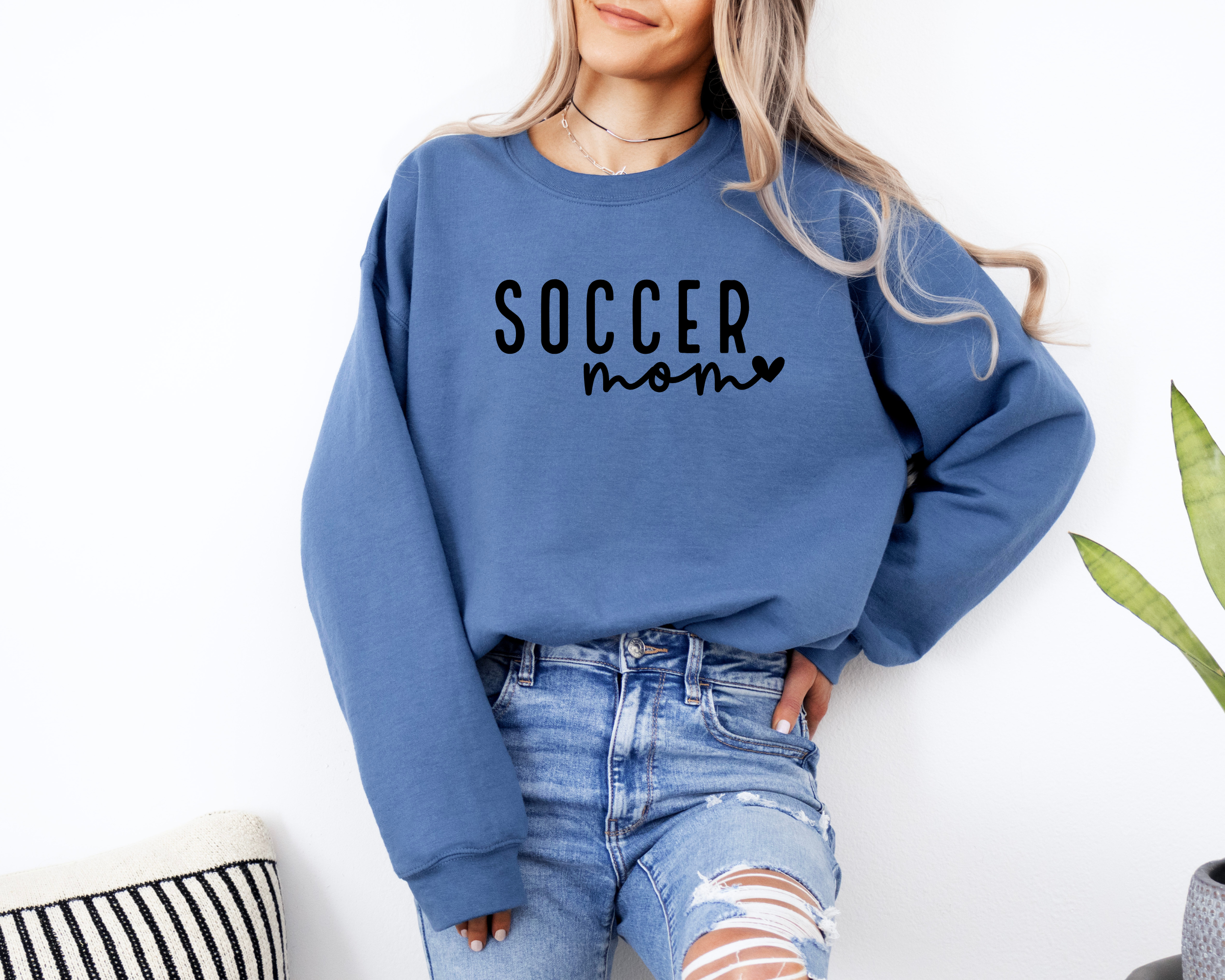 soccer mom sweatshirt in blue