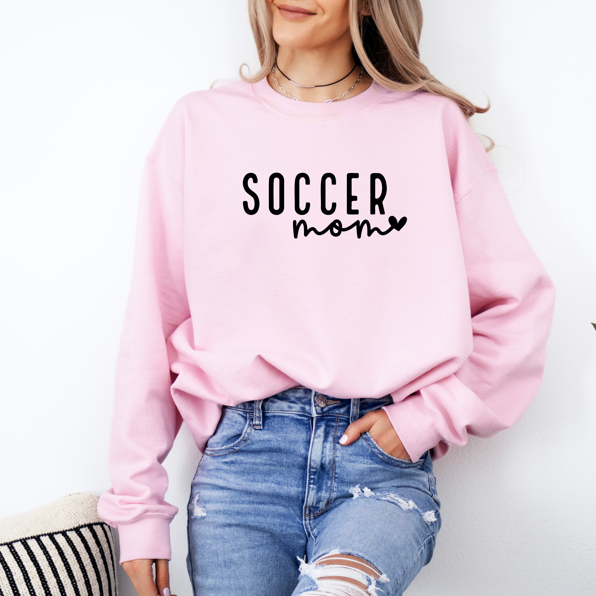 soccer mom sweatshirt in pink