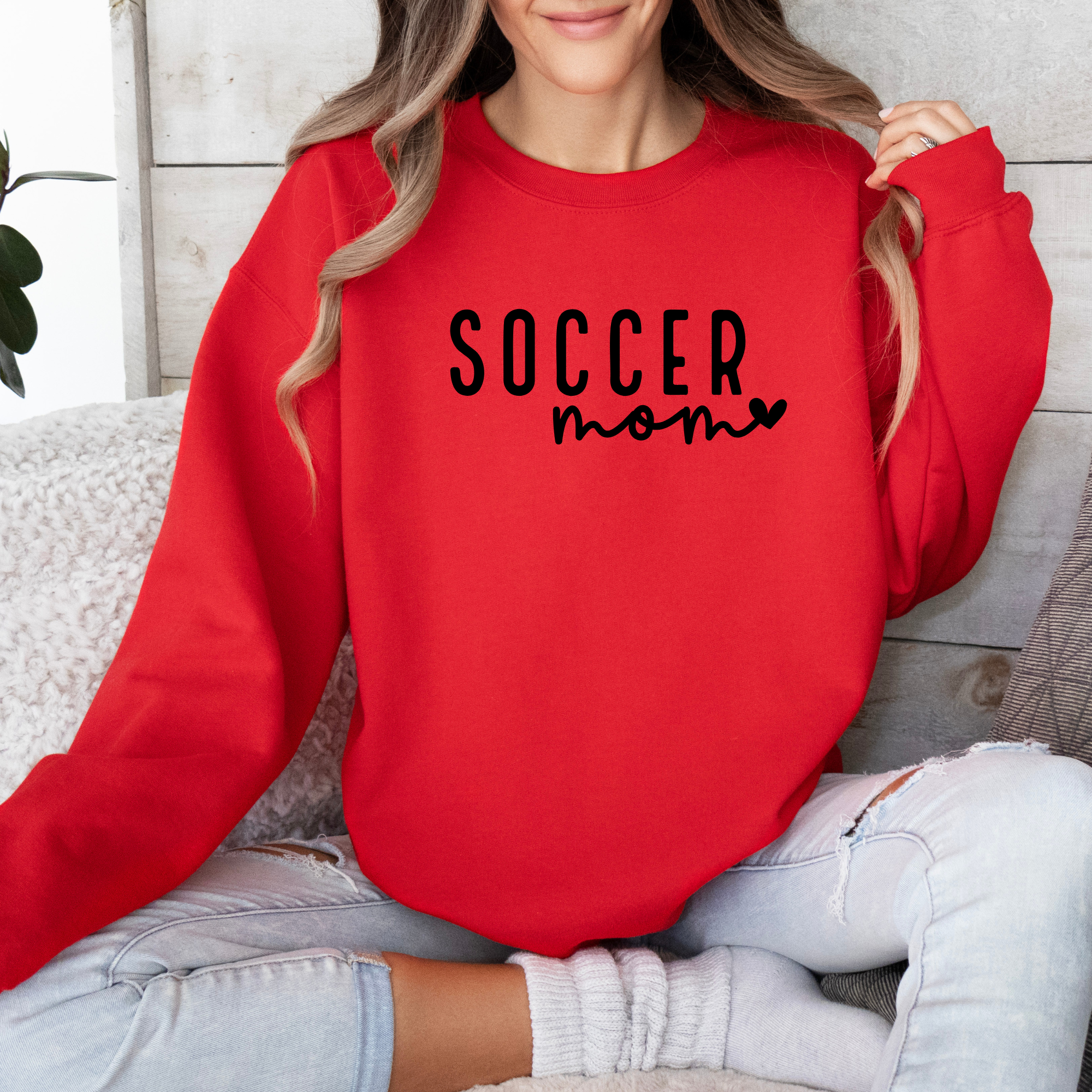 soccer mom sweatshirt in red