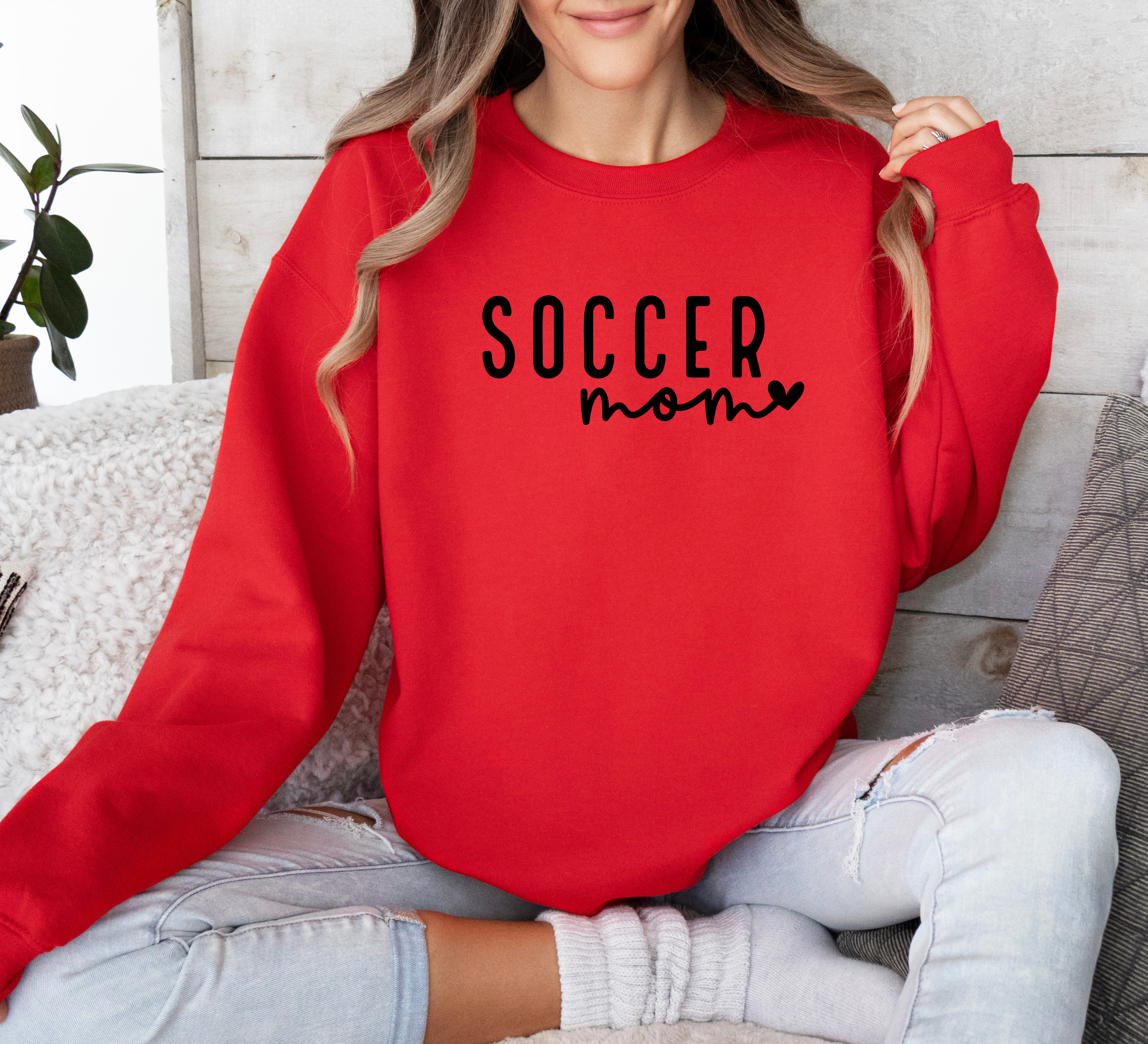 soccer mom sweatshirt in red