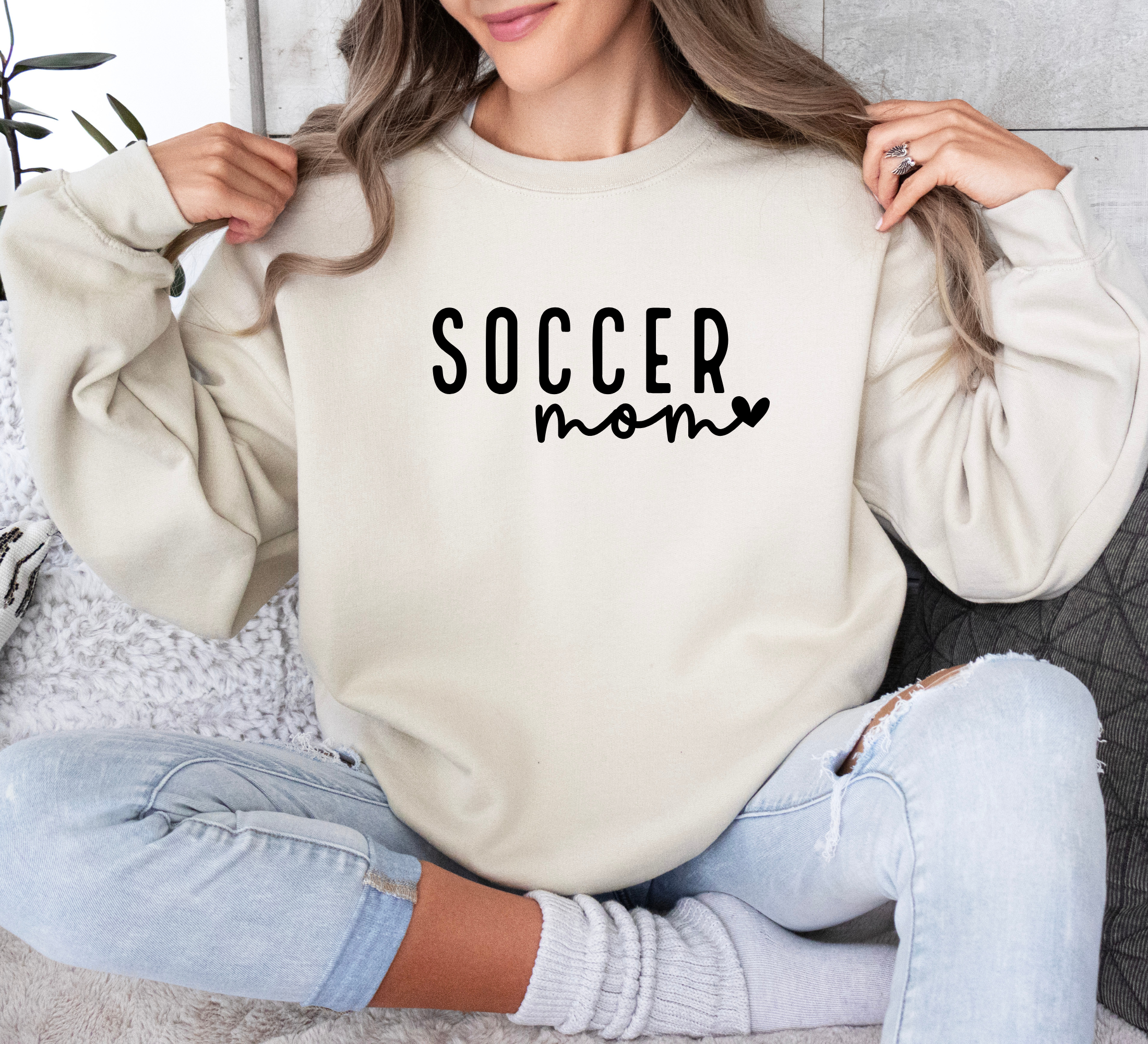 soccer mom sweatshirt in sand