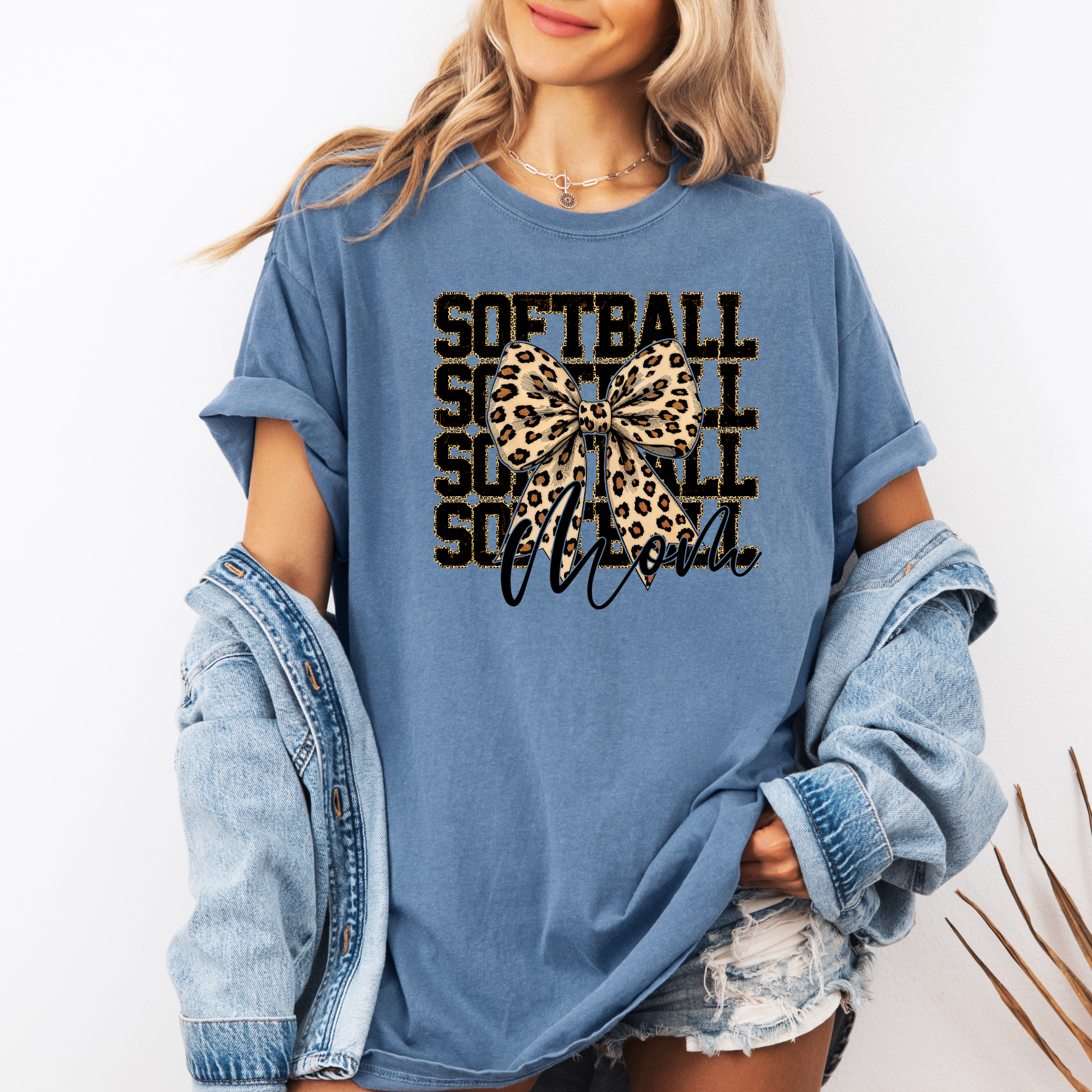 Softball Mom Stacked Cheetah Shirt | Sports Mom Shirt