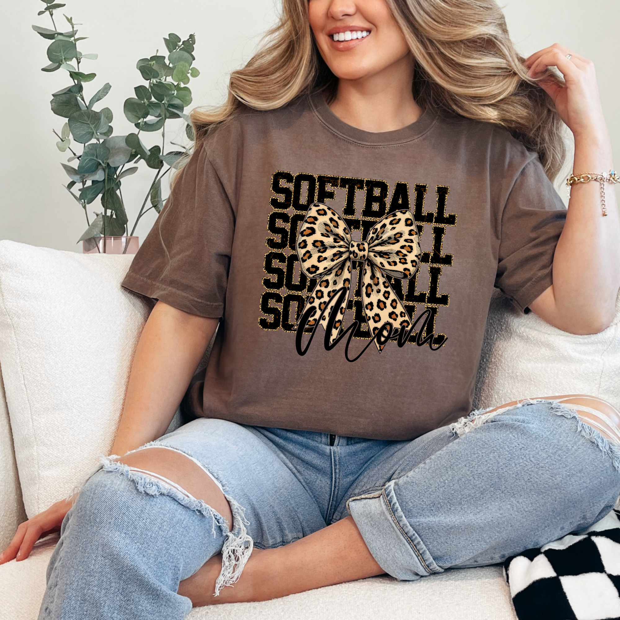 Softball Mom Stacked Cheetah Shirt | Sports Mom Shirt