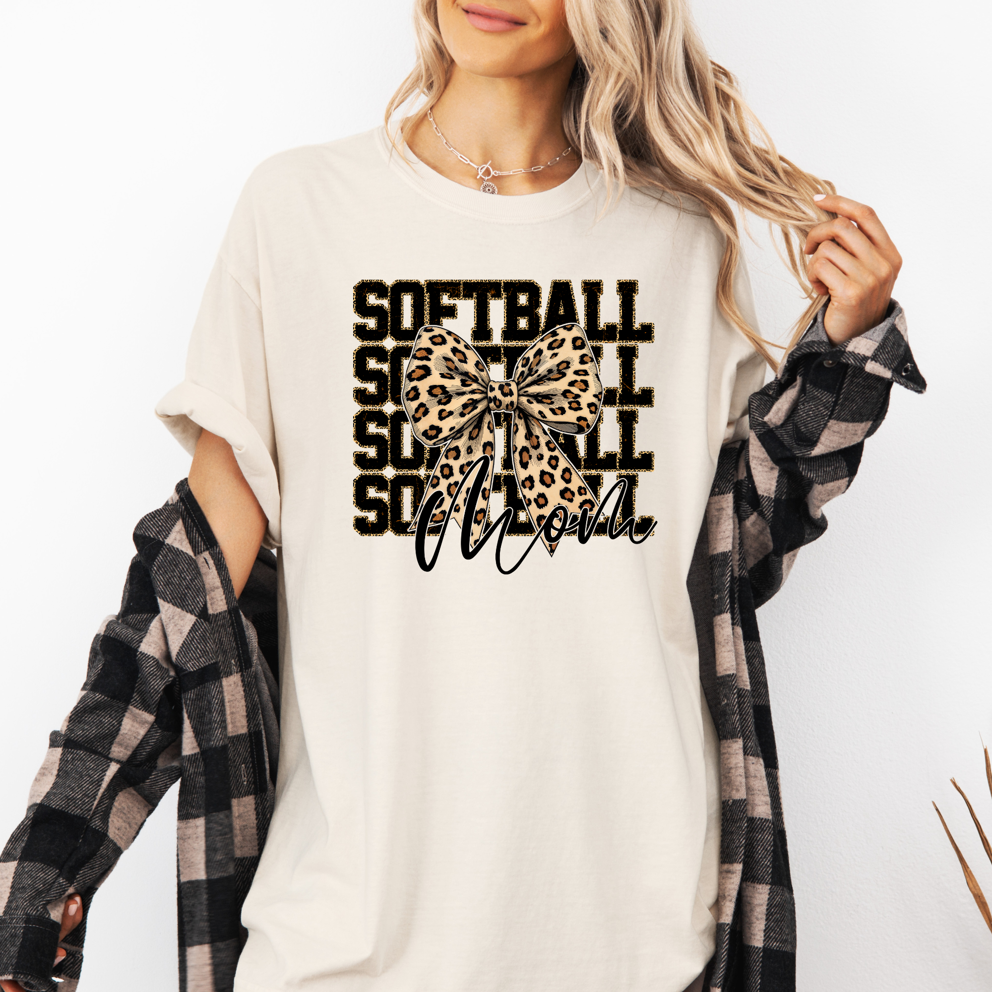 Softball Mom Stacked Cheetah Shirt | Sports Mom Shirt
