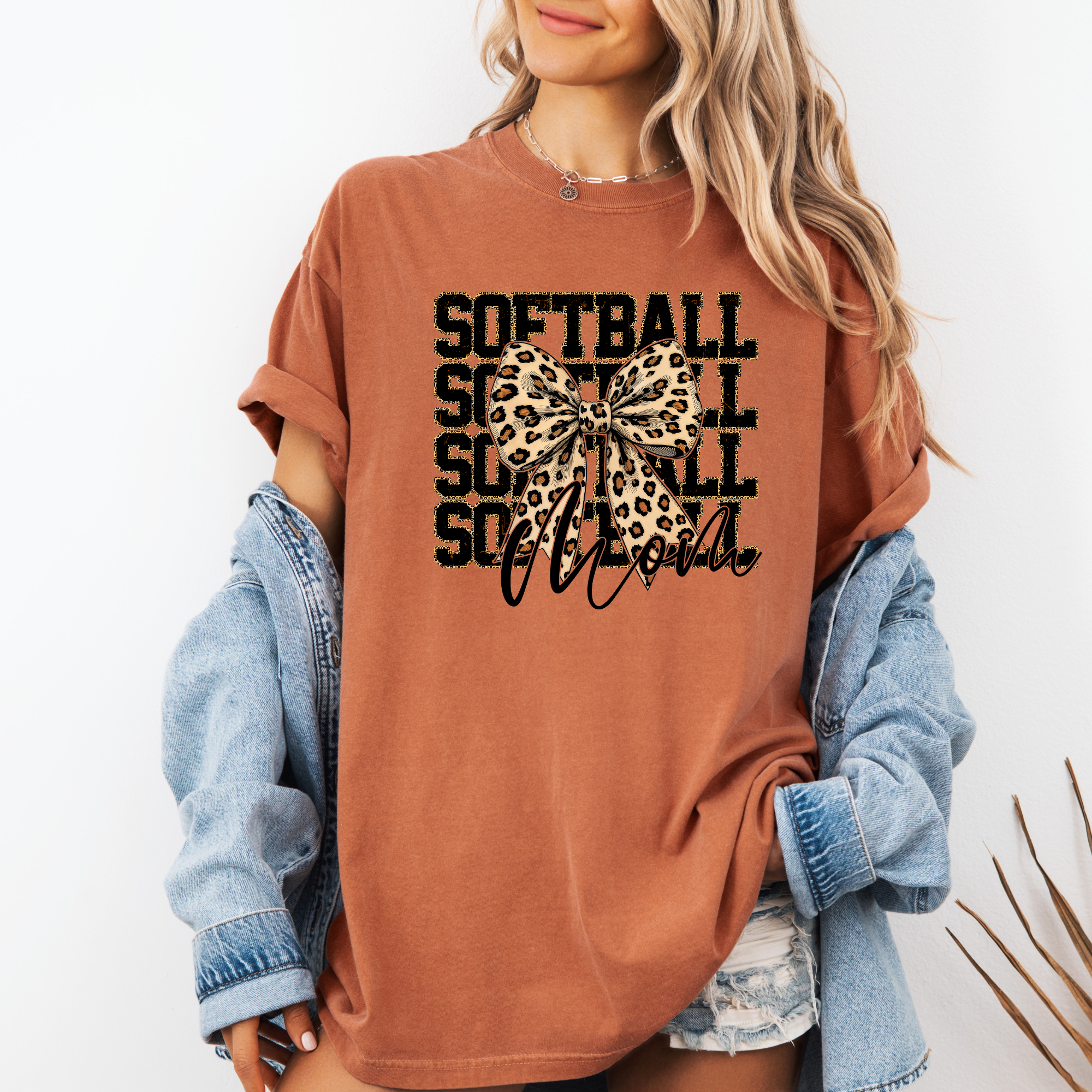 Softball Mom Stacked Cheetah Shirt | Sports Mom Shirt