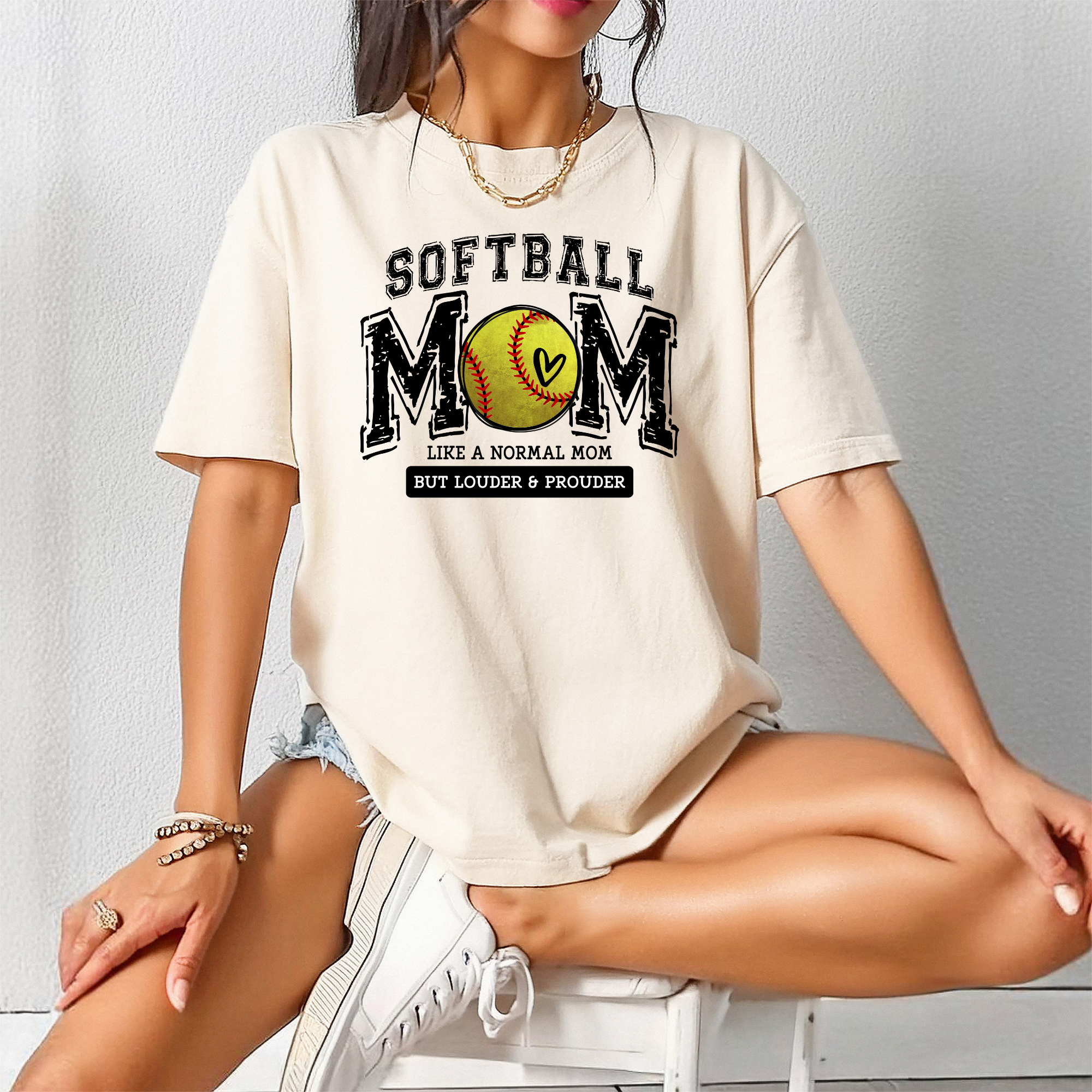 Softball Mom Like A Normal Mom But Louder And Prouder | Softball Mom T-Shirt