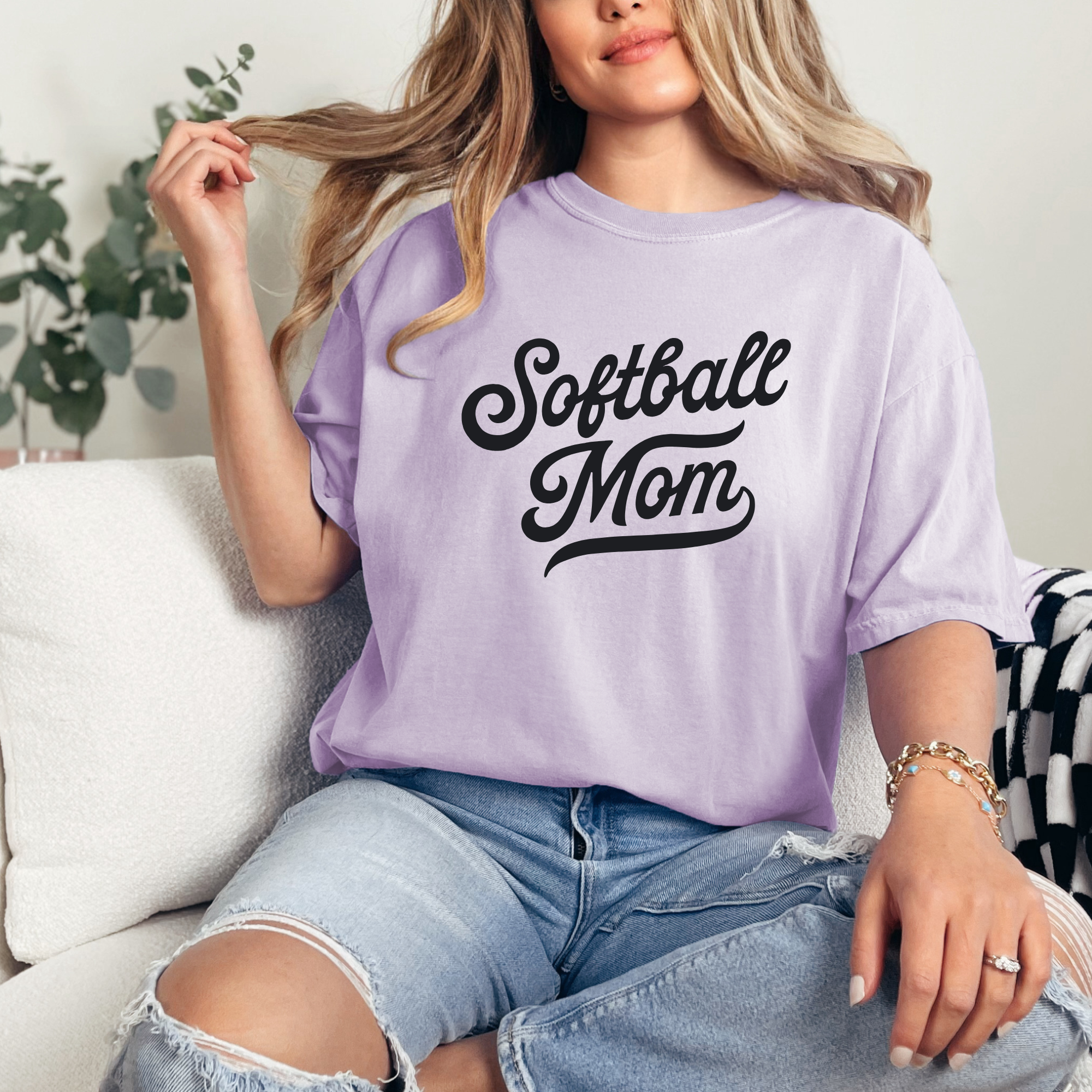 Retro inspired softball mom shirt