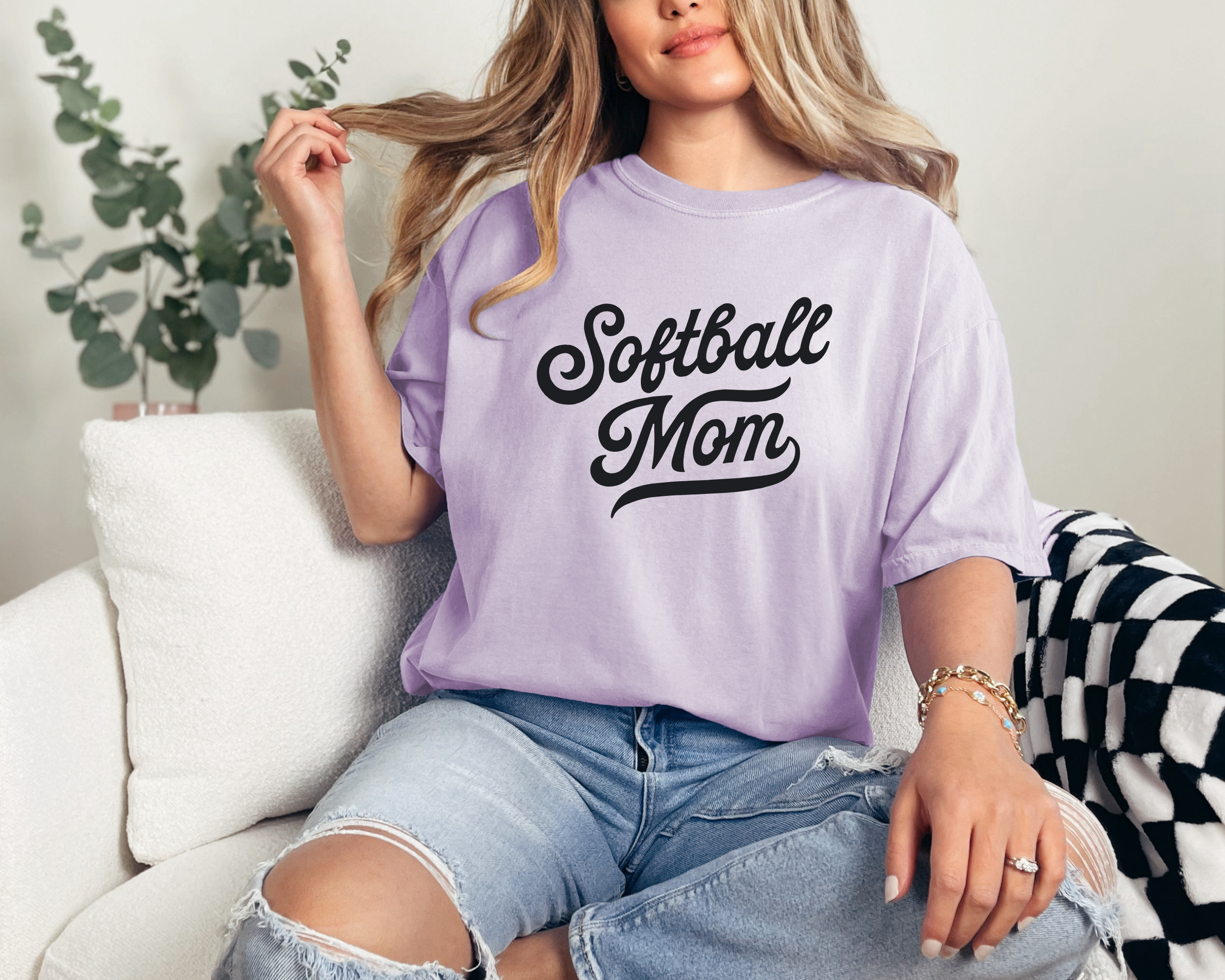 Retro inspired softball mom shirt
