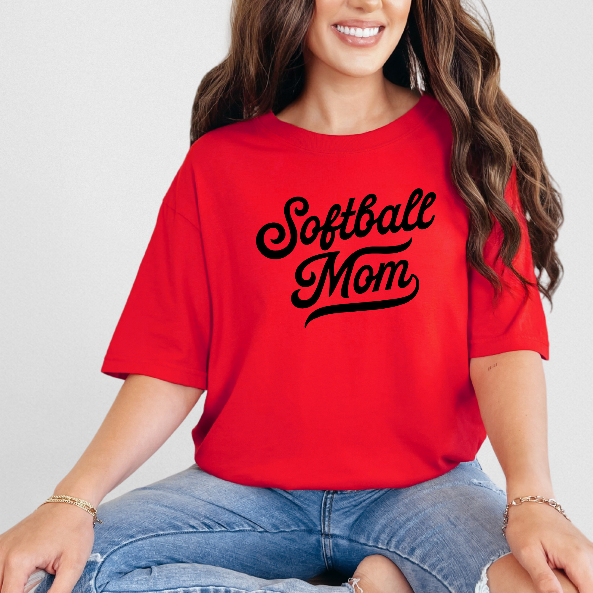 Retro inspired softball mom shirt
