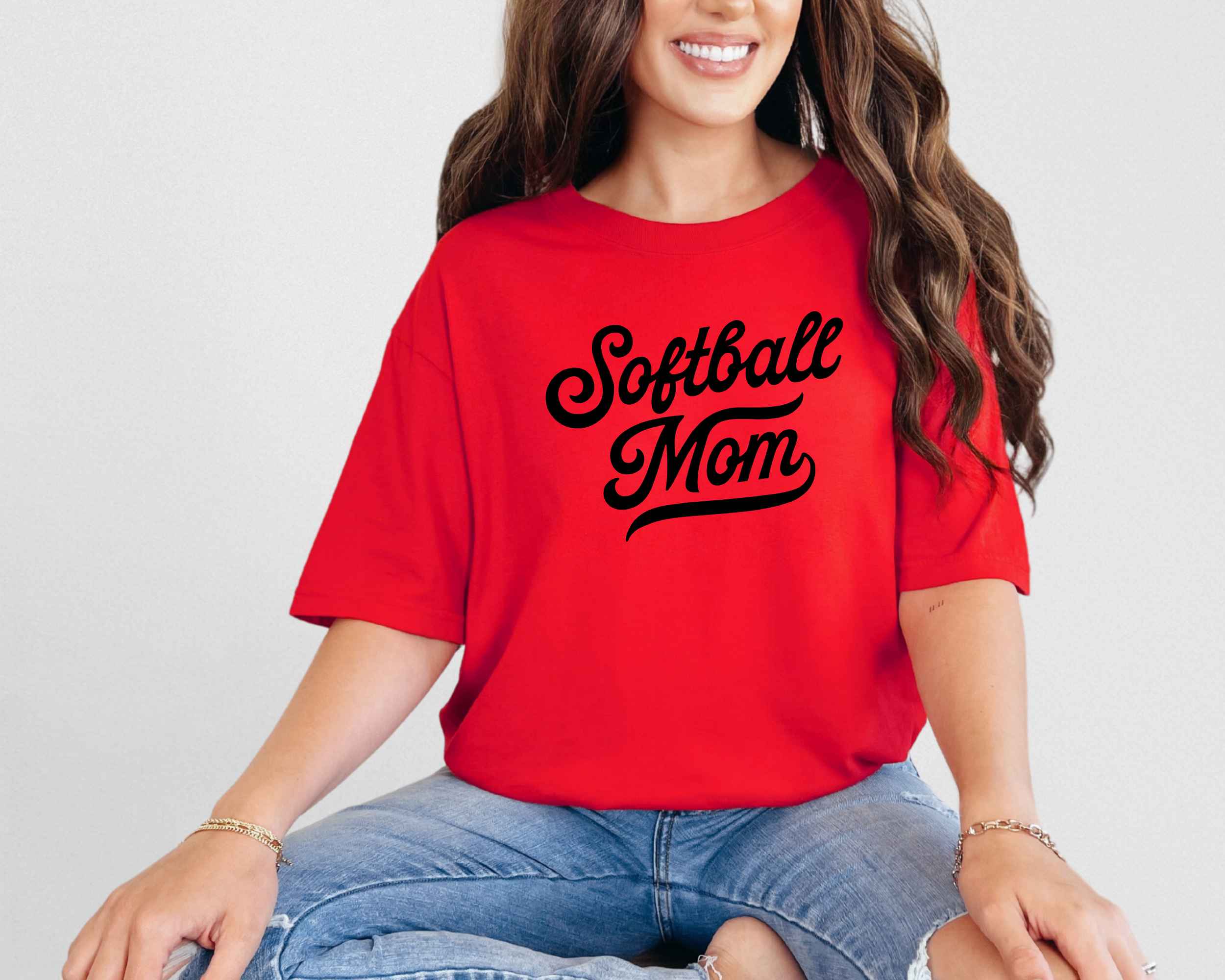 Retro inspired softball mom shirt