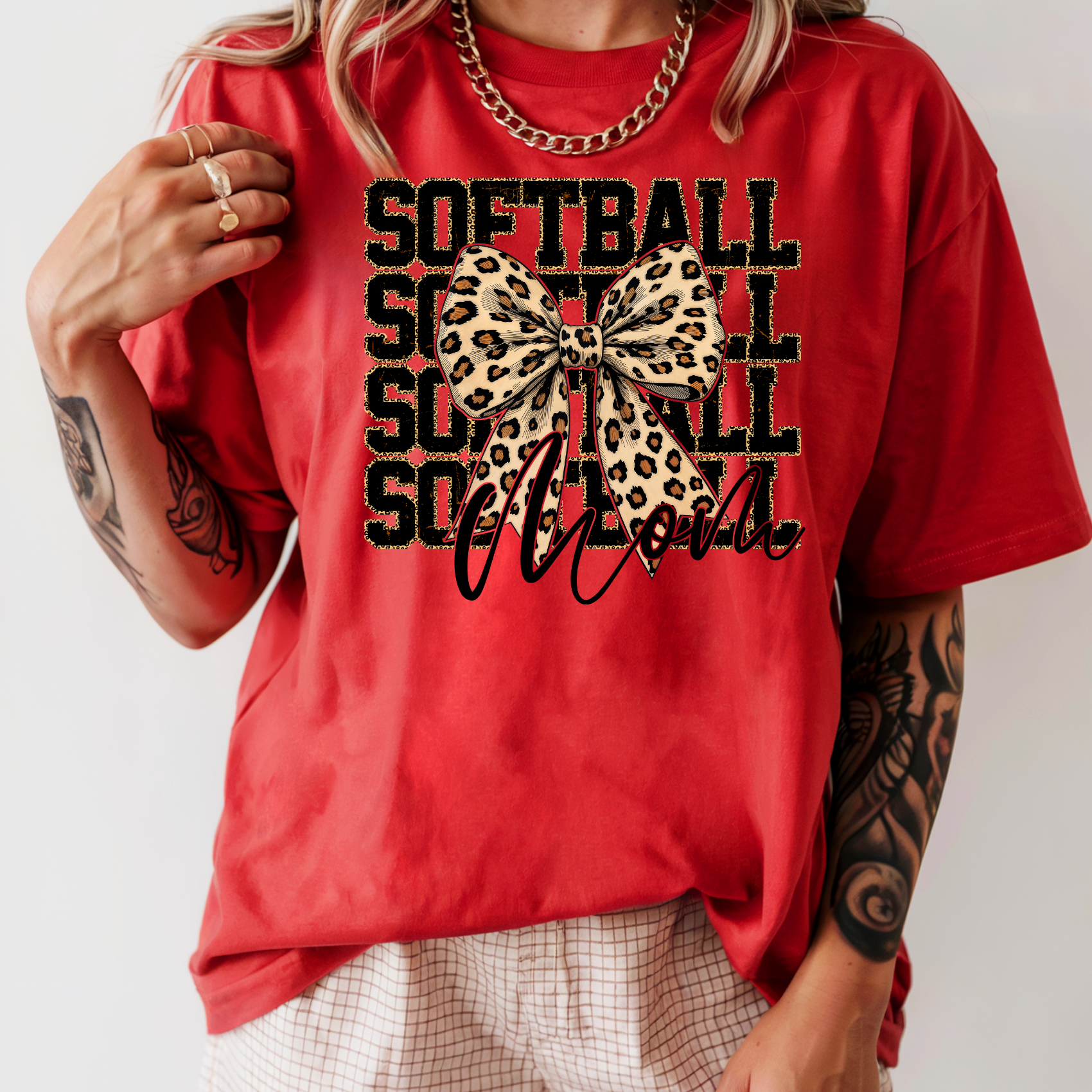 Softball Mom Stacked Cheetah Shirt | Sports Mom Shirt