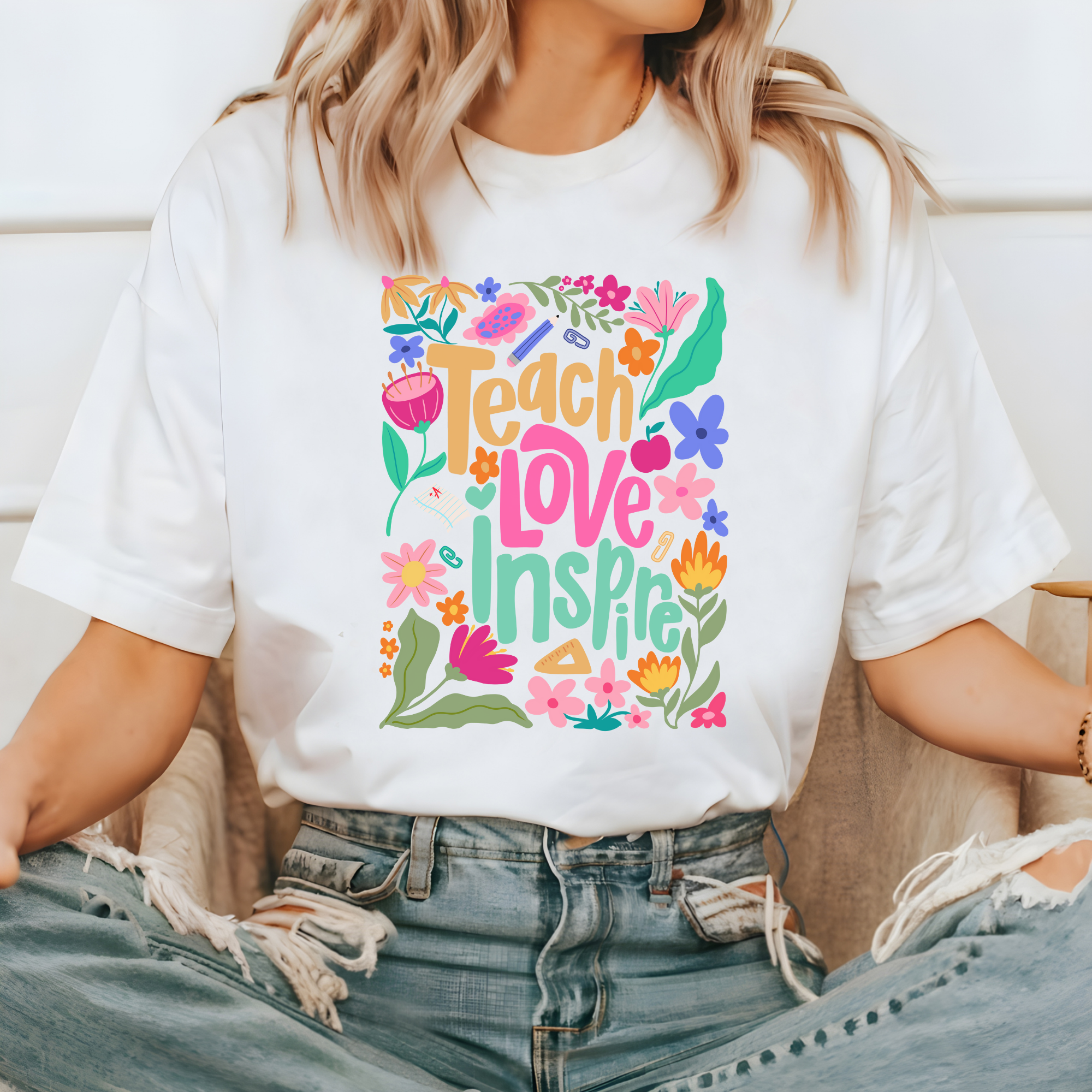 Teach Love Inspire T-Shirt | Retro Inspired Teacher T-Shirt