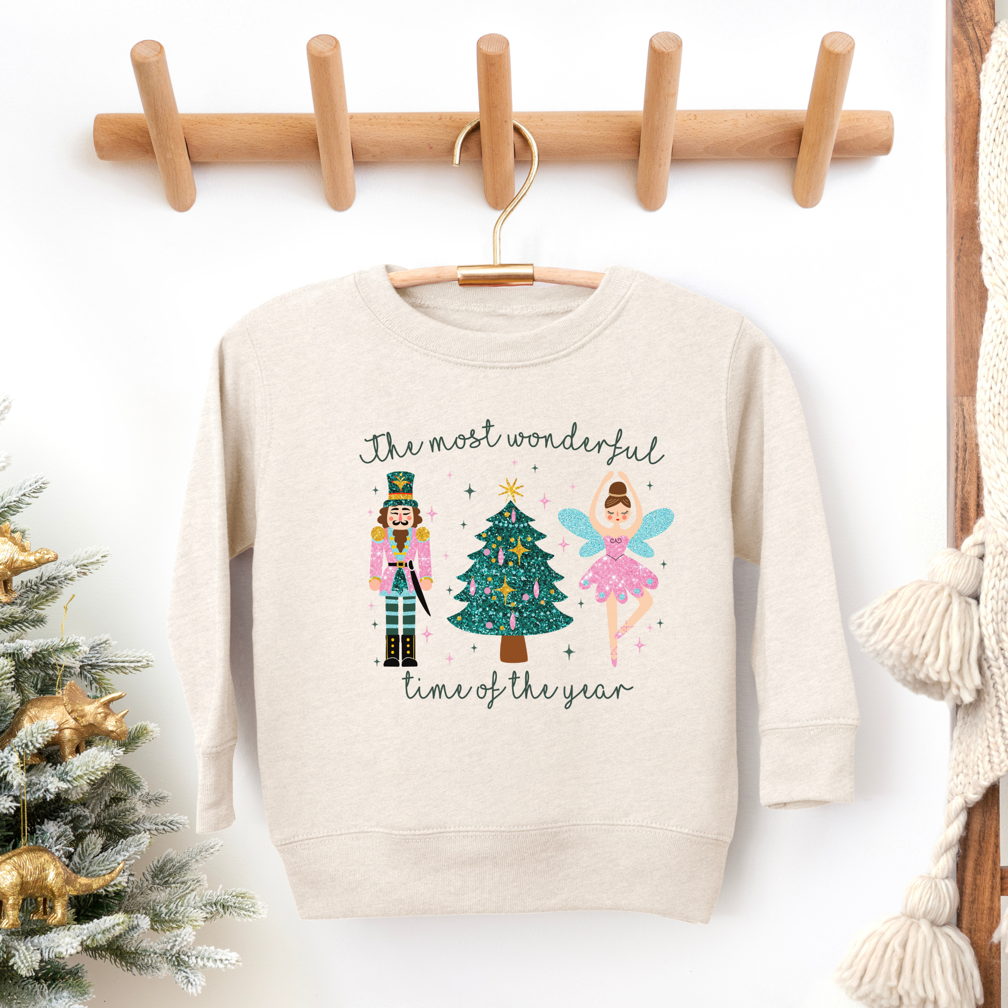 Sugar plum fairy nutcracker inspired christmas sweatshirts for kids and toddlers.
