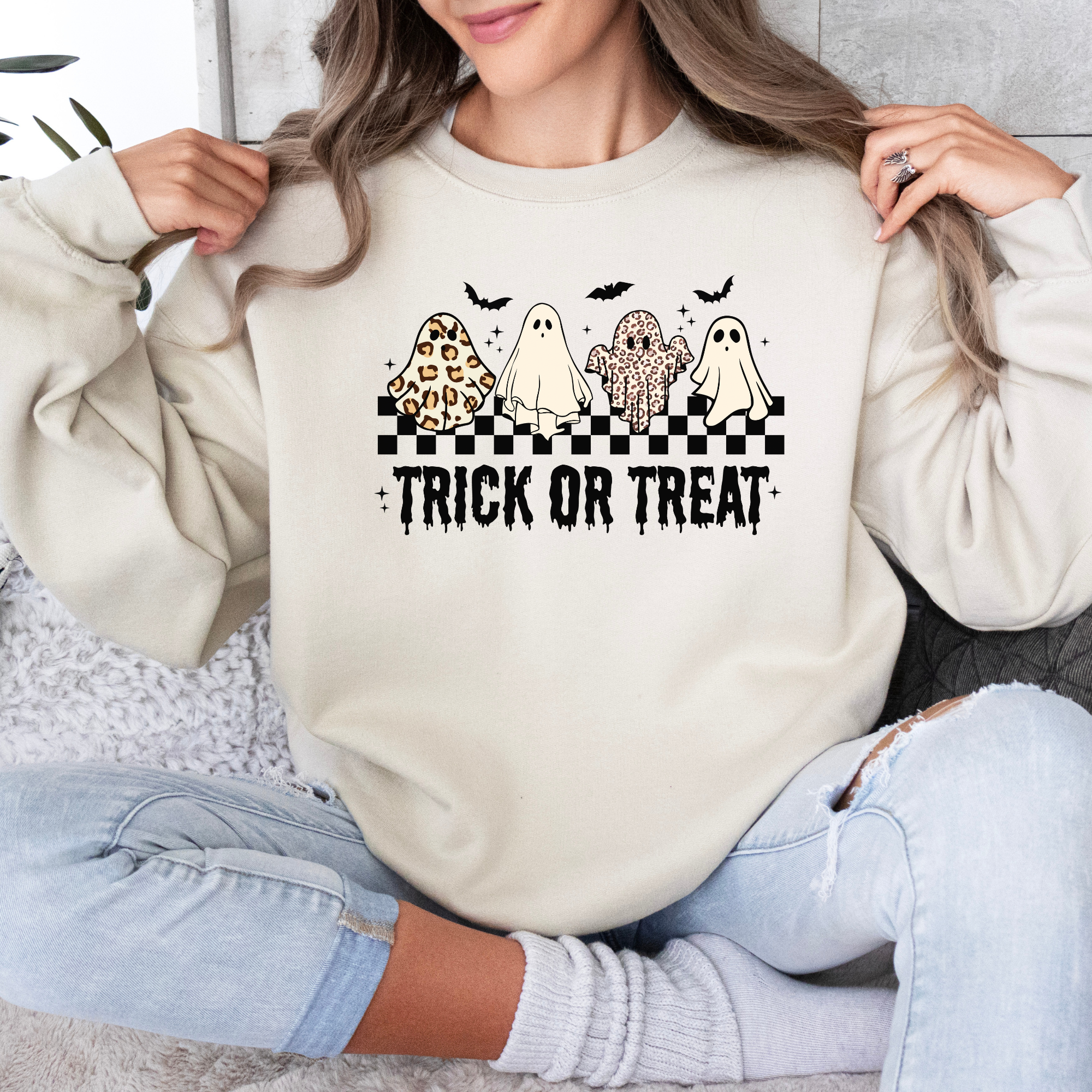 Retro Trick or Treat Sweatshirt | Women's Halloween Sweatshirt