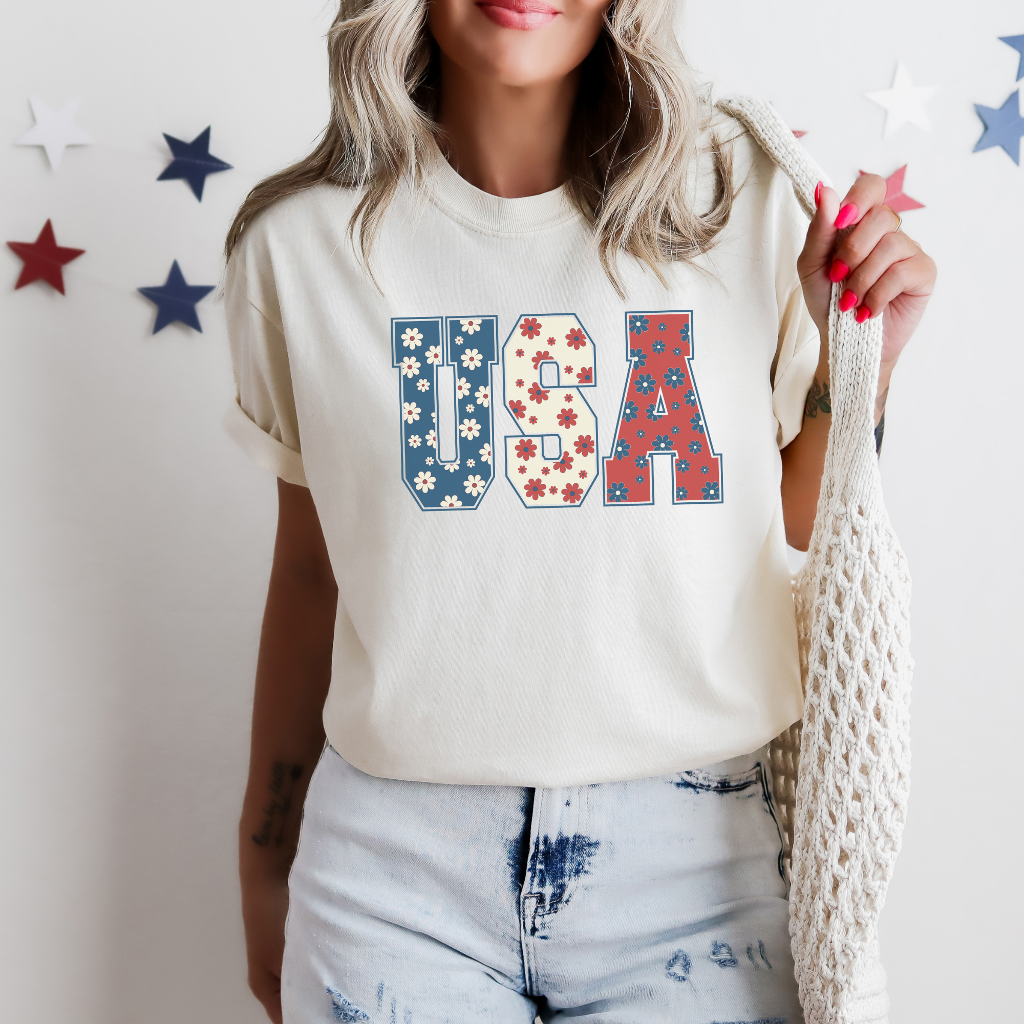 Retro USA 4th of July T-Shirt | Womens Patriotic Shirt