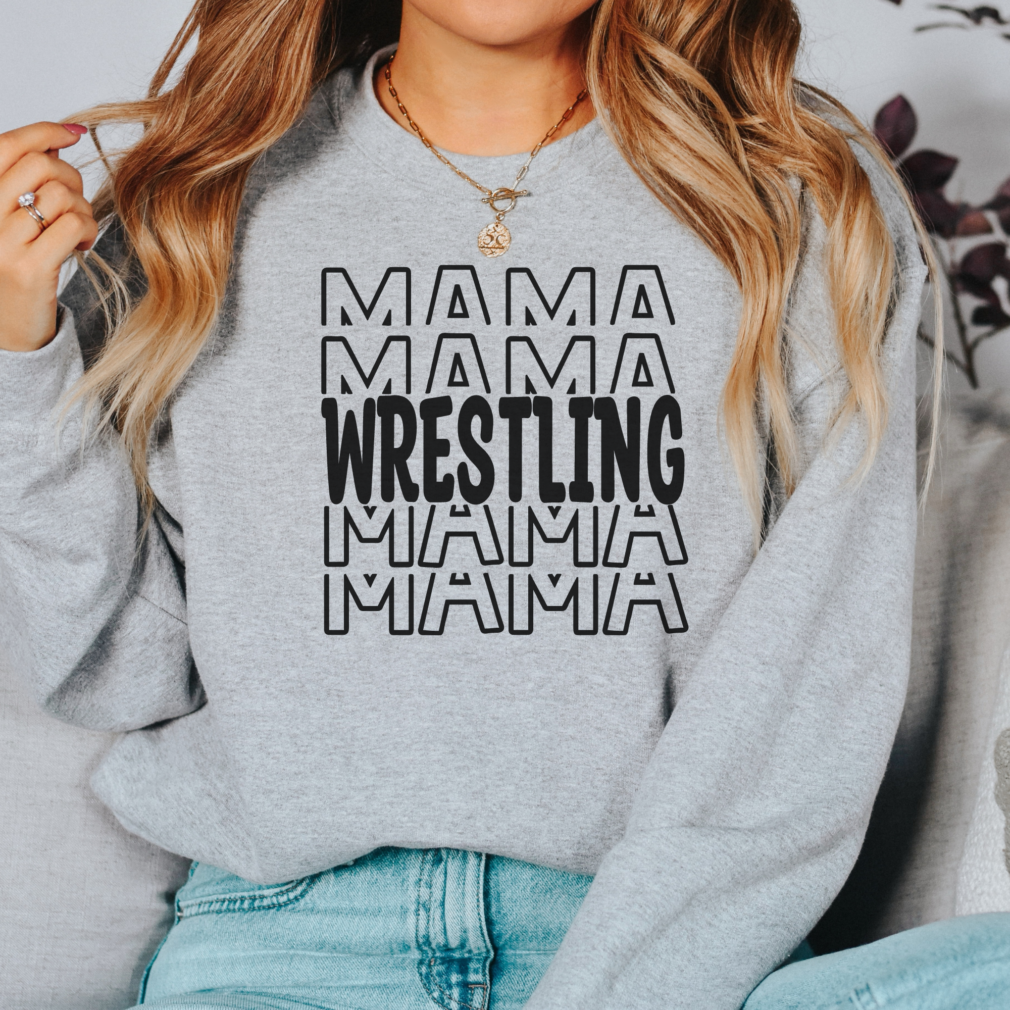 Wrestling Mama Stacked Sweatshirt | Wrestling Mom Sweatshirt