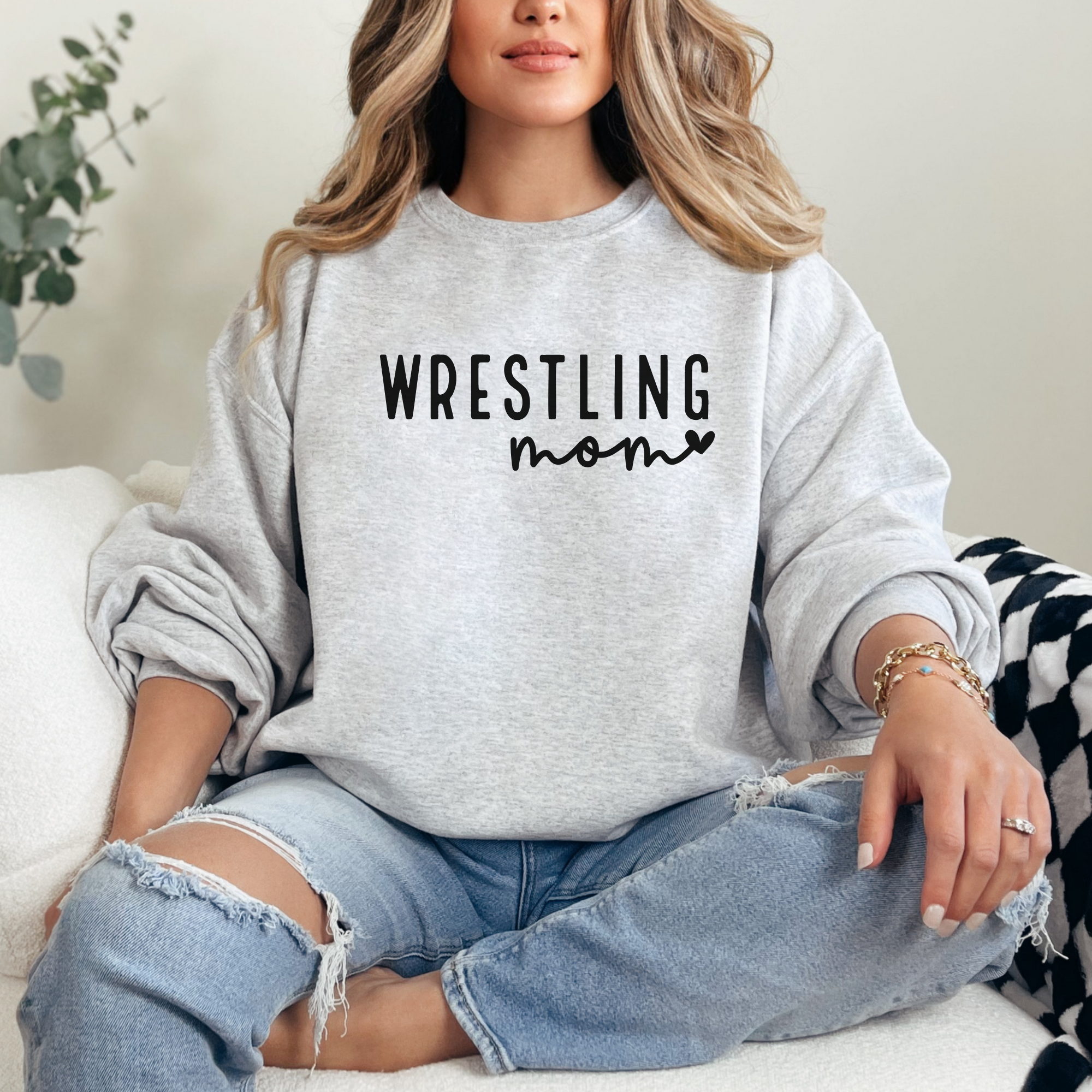 Wrestling Mom with Heart Sweatshirt | Wrestling Mom Shirt