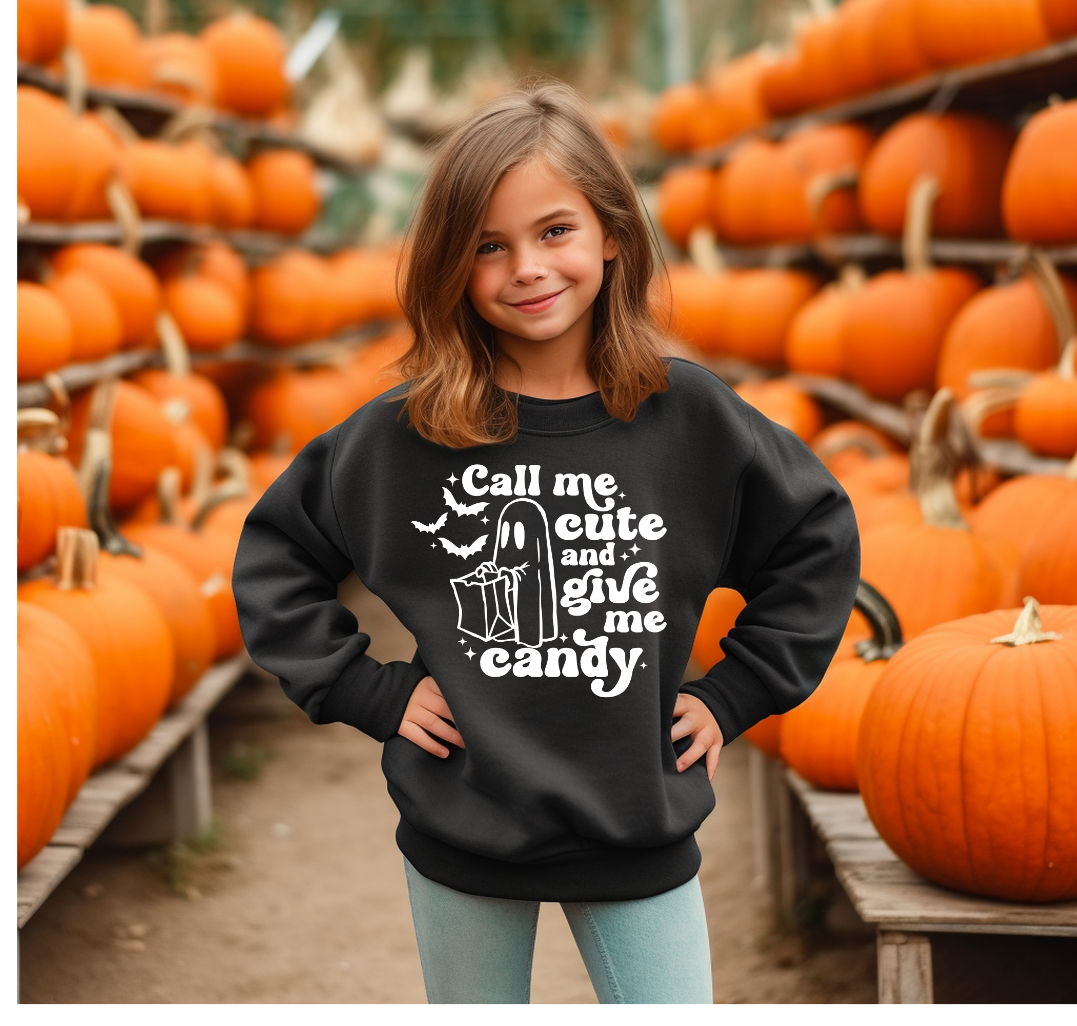 Call Me Cute and Give Me Candy Sweatsahirt | Halloween Sweatshirt