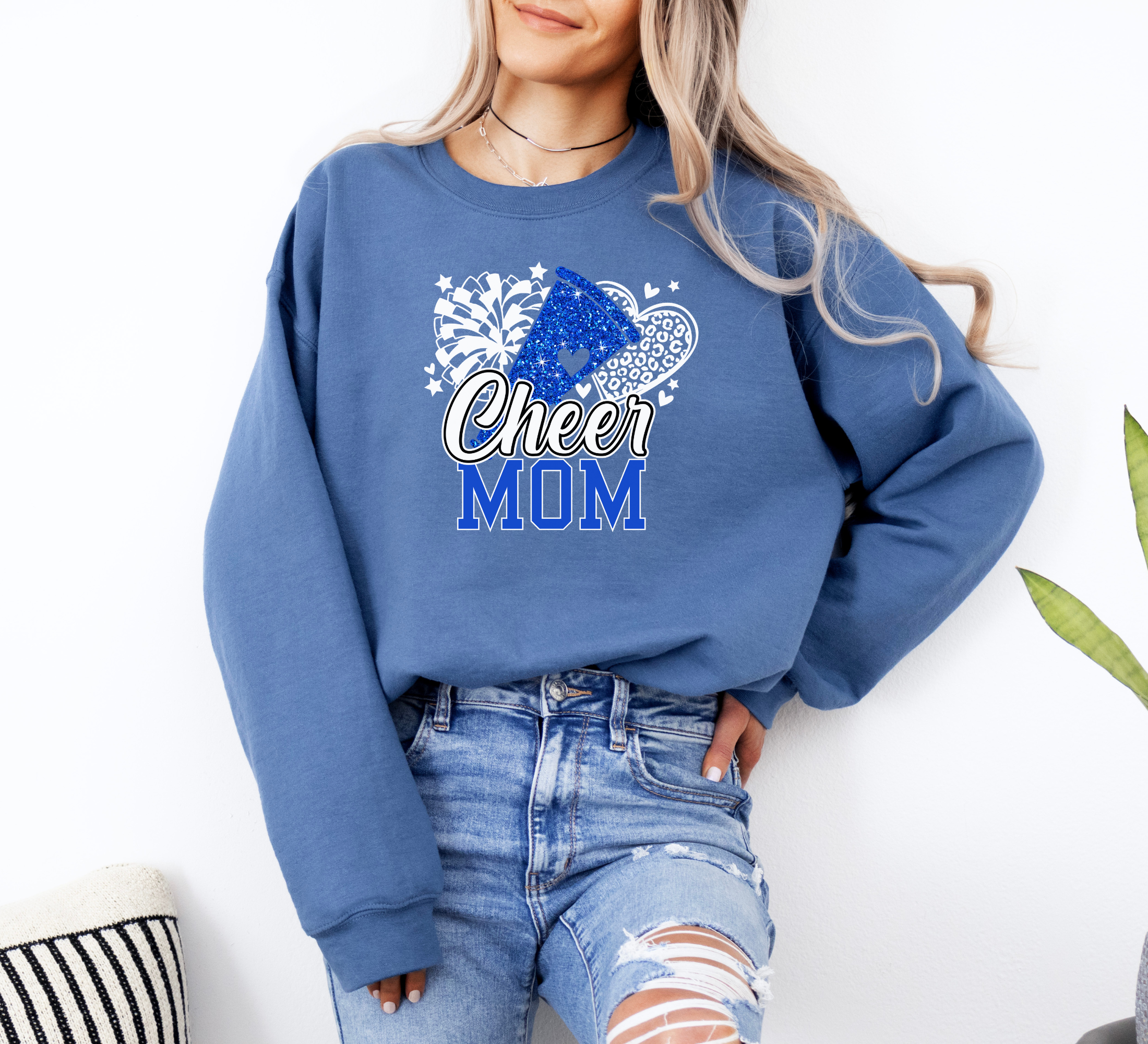 Glitter Cheer Mom Sweatshirt | Cheerleader Mom Sweatshirt