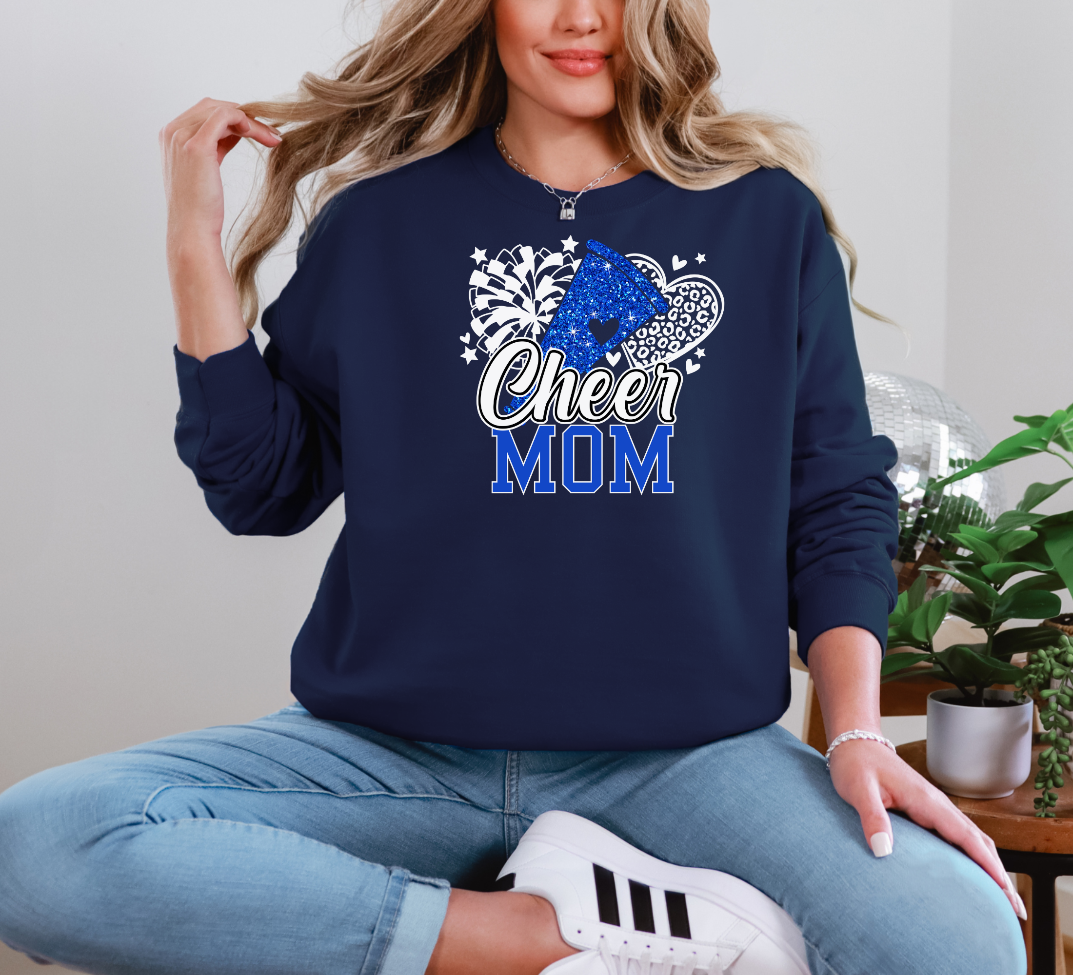 Glitter Cheer Mom Sweatshirt | Cheerleader Mom Sweatshirt
