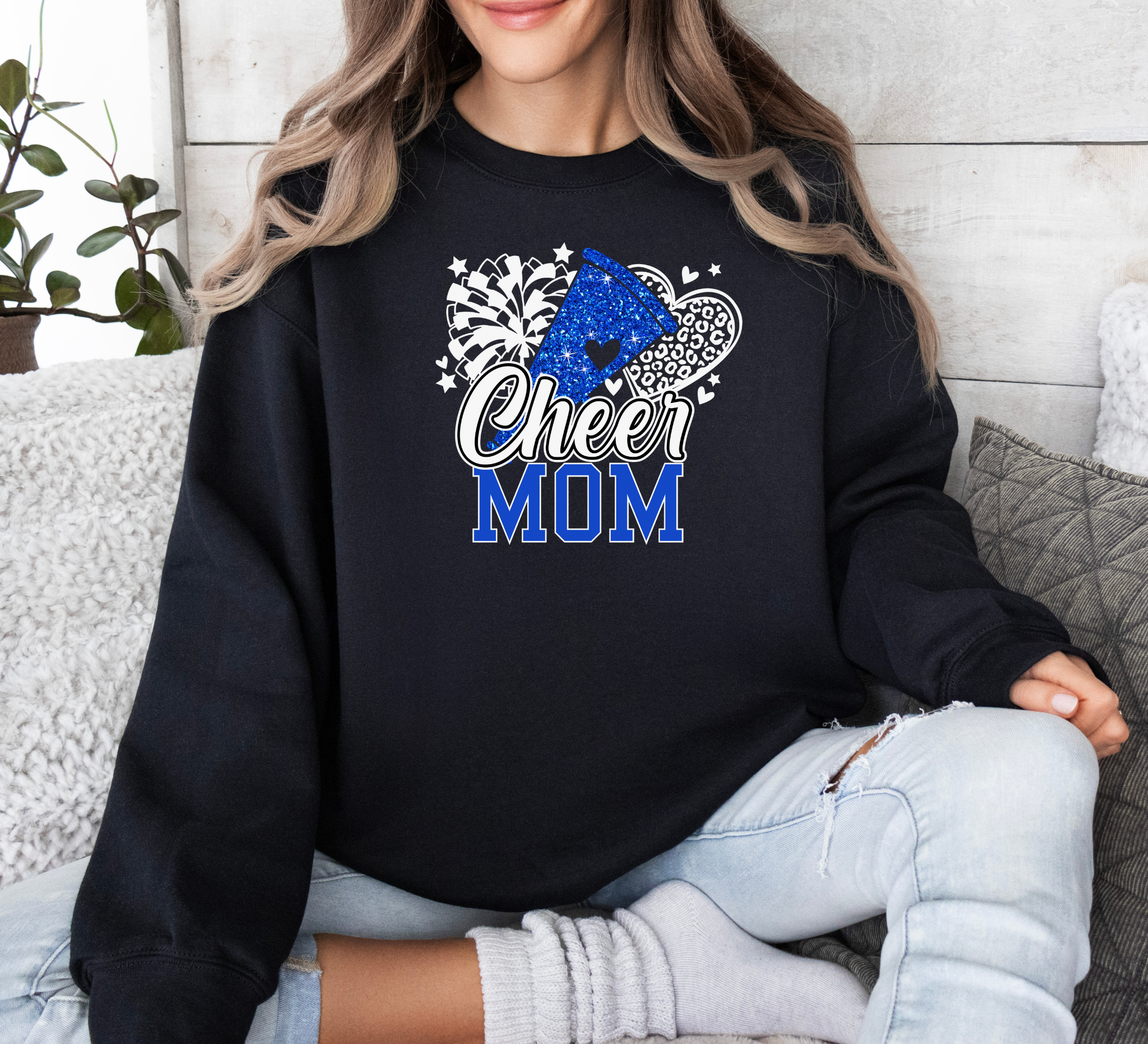 Glitter Cheer Mom Sweatshirt | Cheerleader Mom Sweatshirt