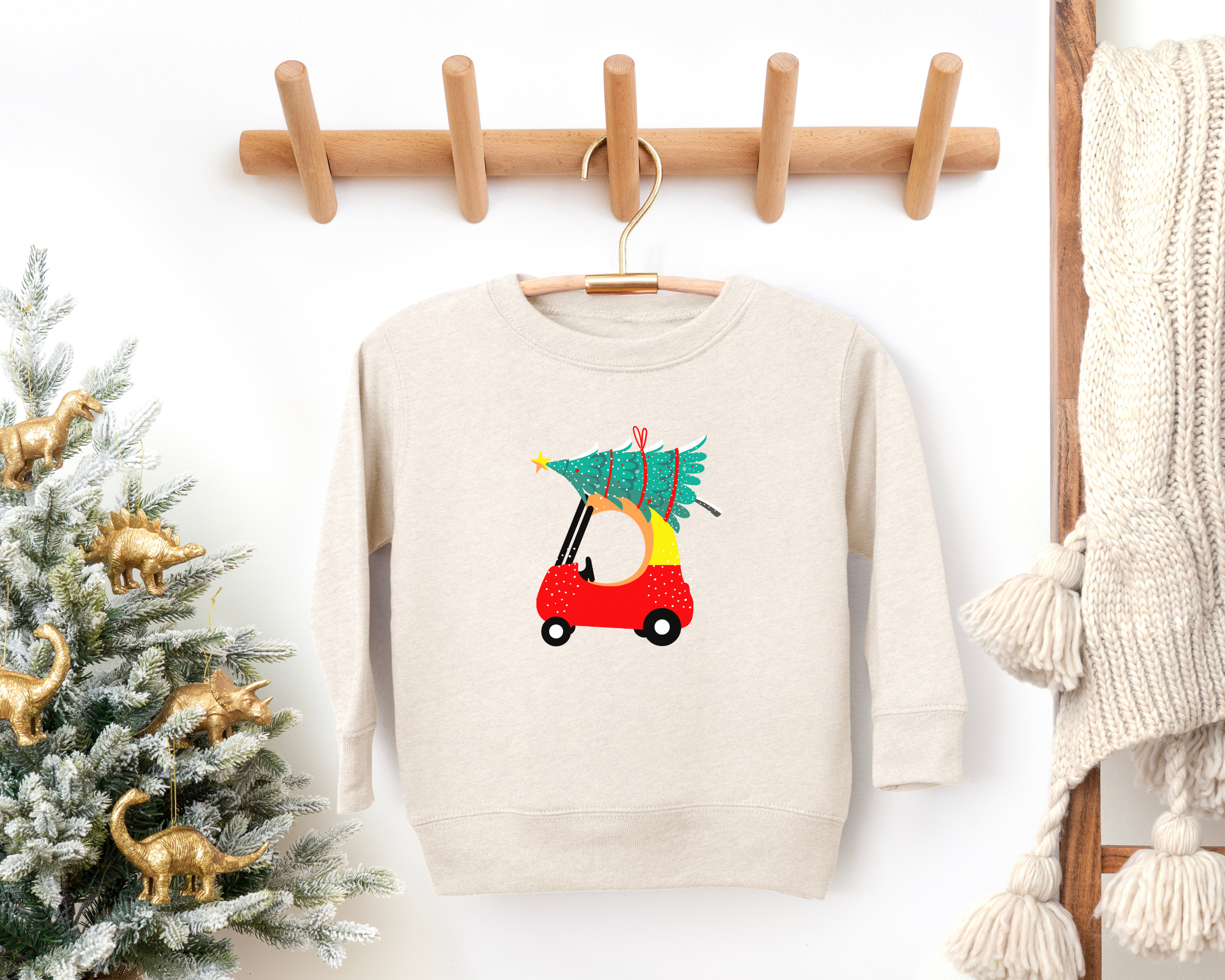 Christmas Red Car Sweatshirt | Toddler Christmas Sweatshirt
