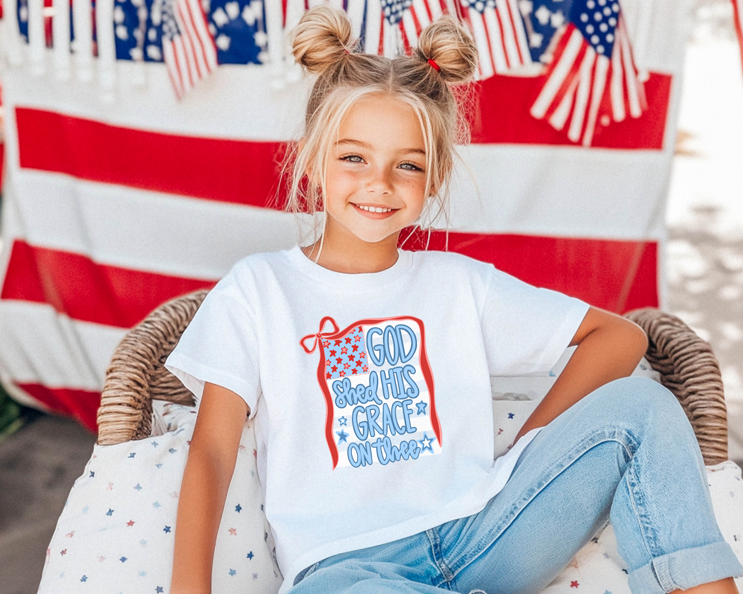 God Shed His Grace on Thee T-Shirt | Christian 4th of July Shirts