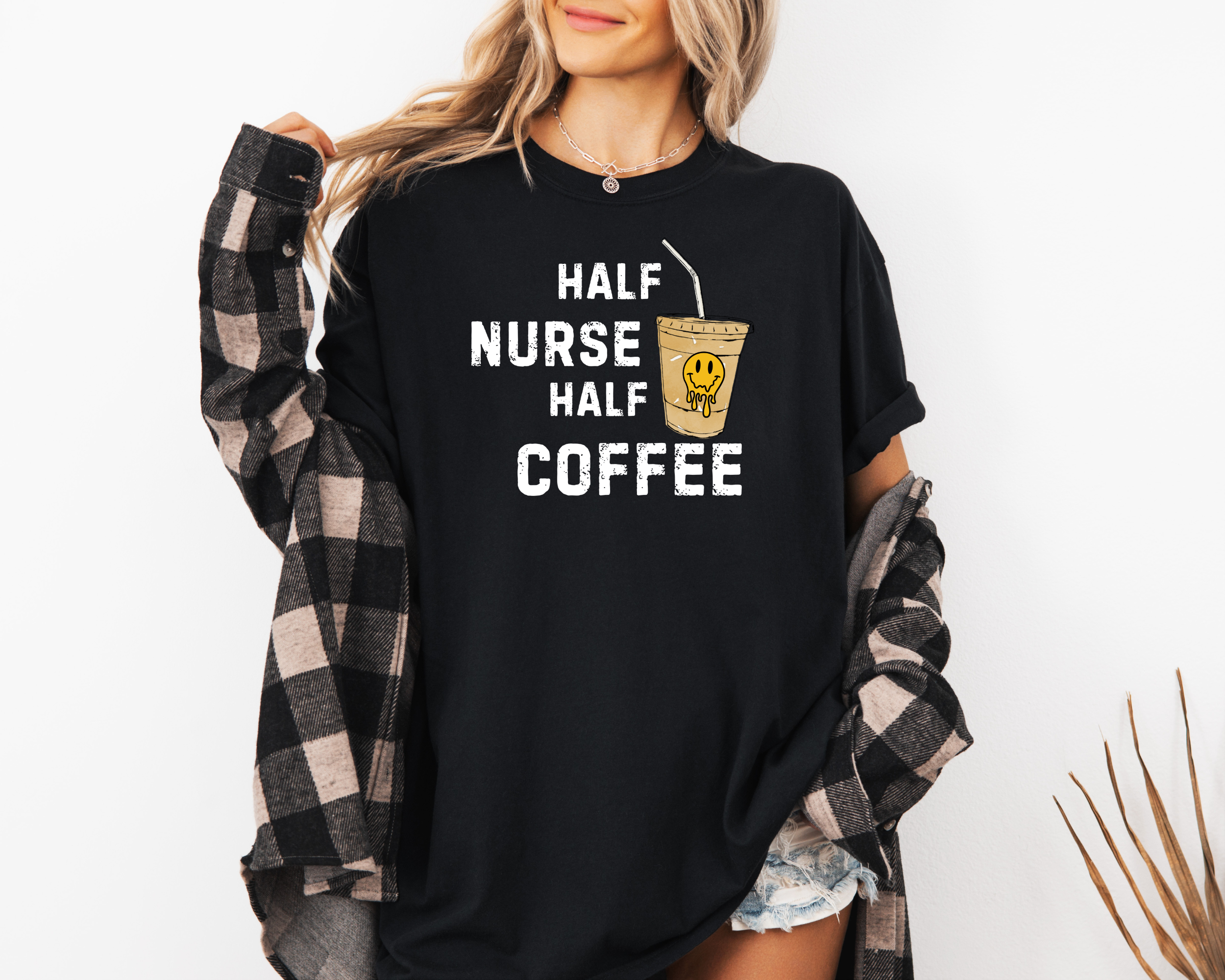 Half Nurse Half Coffee | Retro Inspired Funny Nurse Shirt