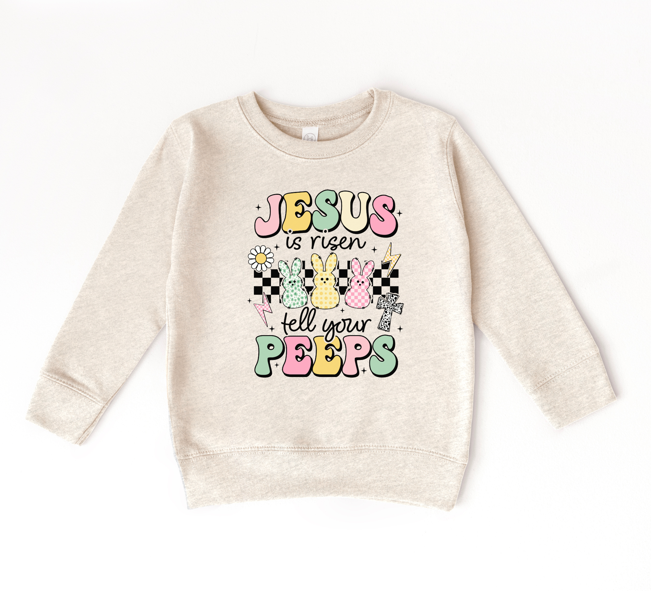 Jesus is risen tell your peeps kids Easter sweatshirt for Easter day.